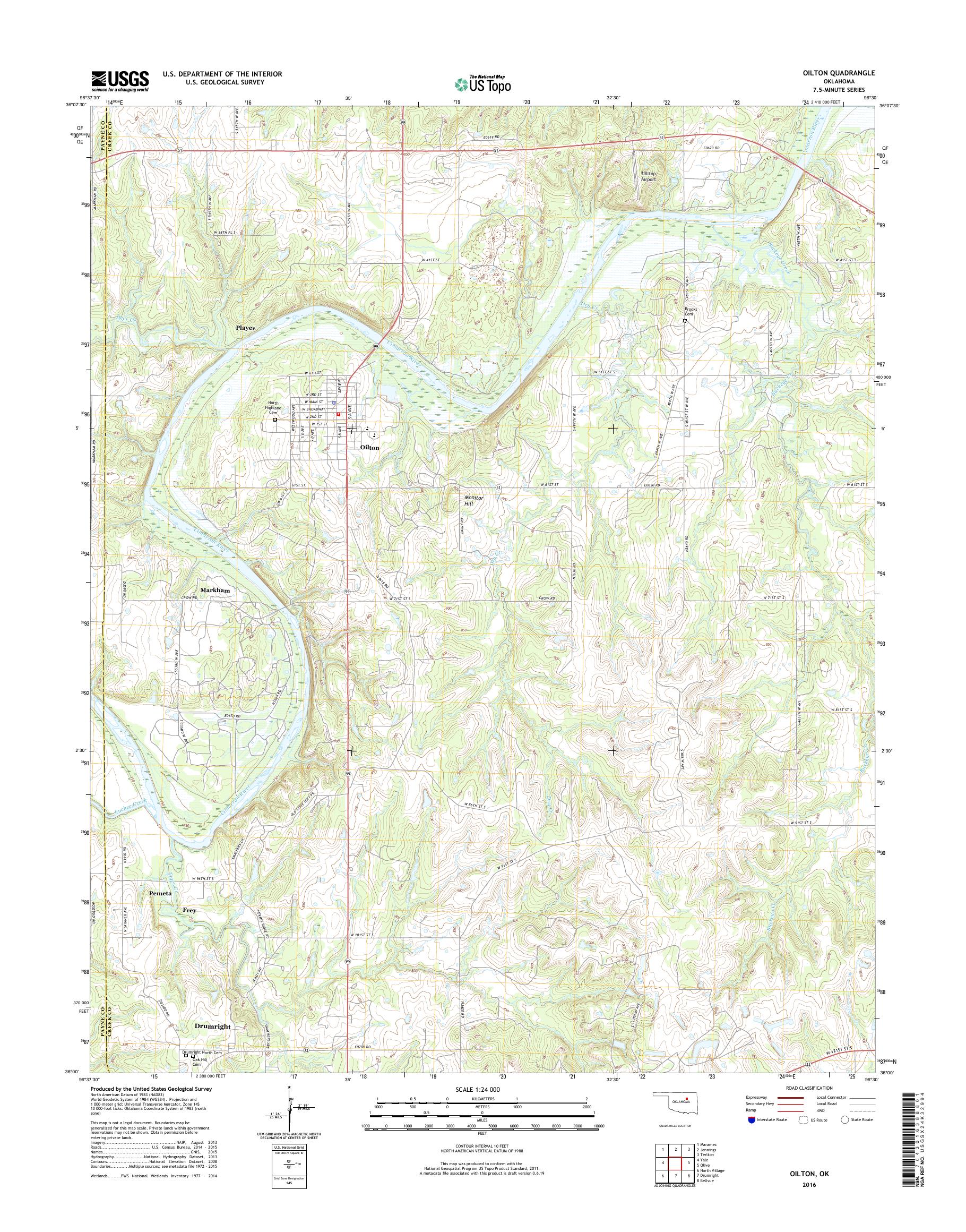 MyTopo Oilton, Oklahoma USGS Quad Topo Map