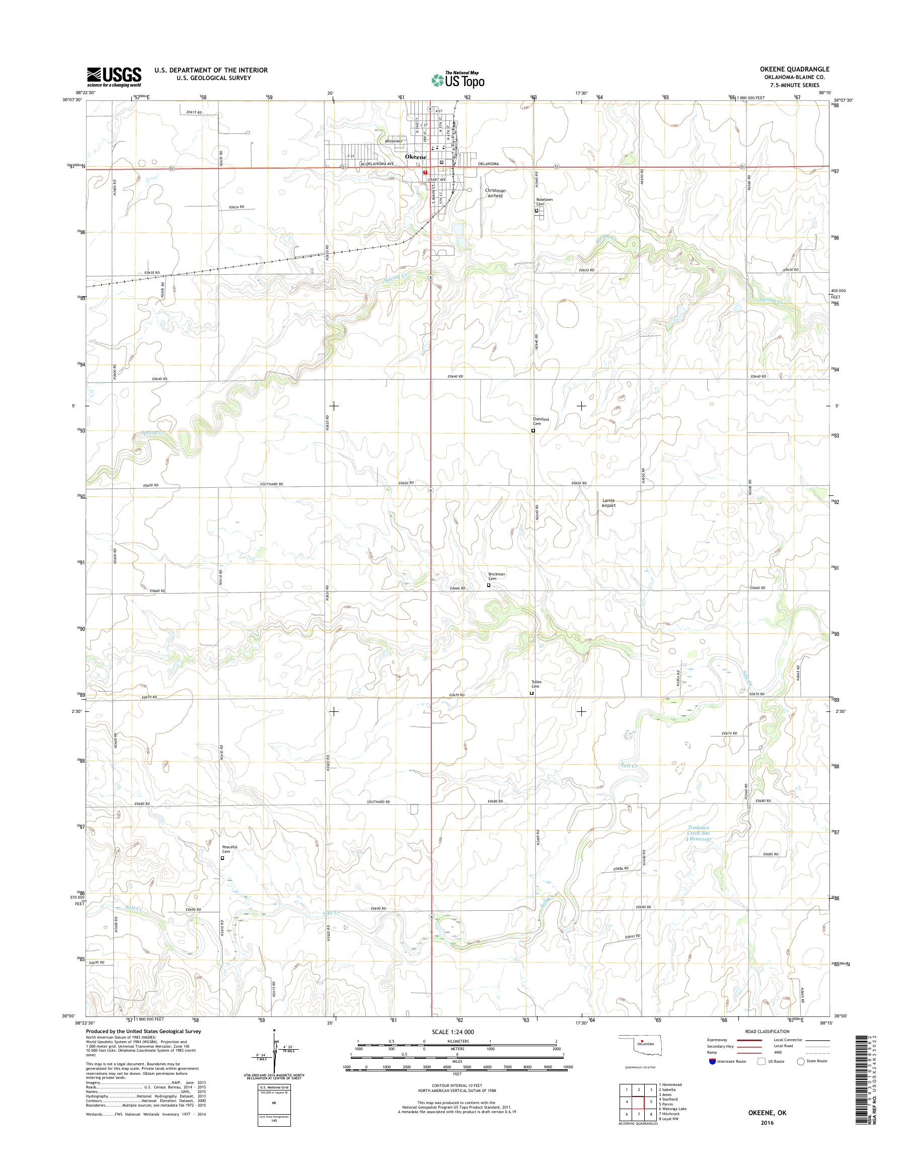 MyTopo Okeene, Oklahoma USGS Quad Topo Map