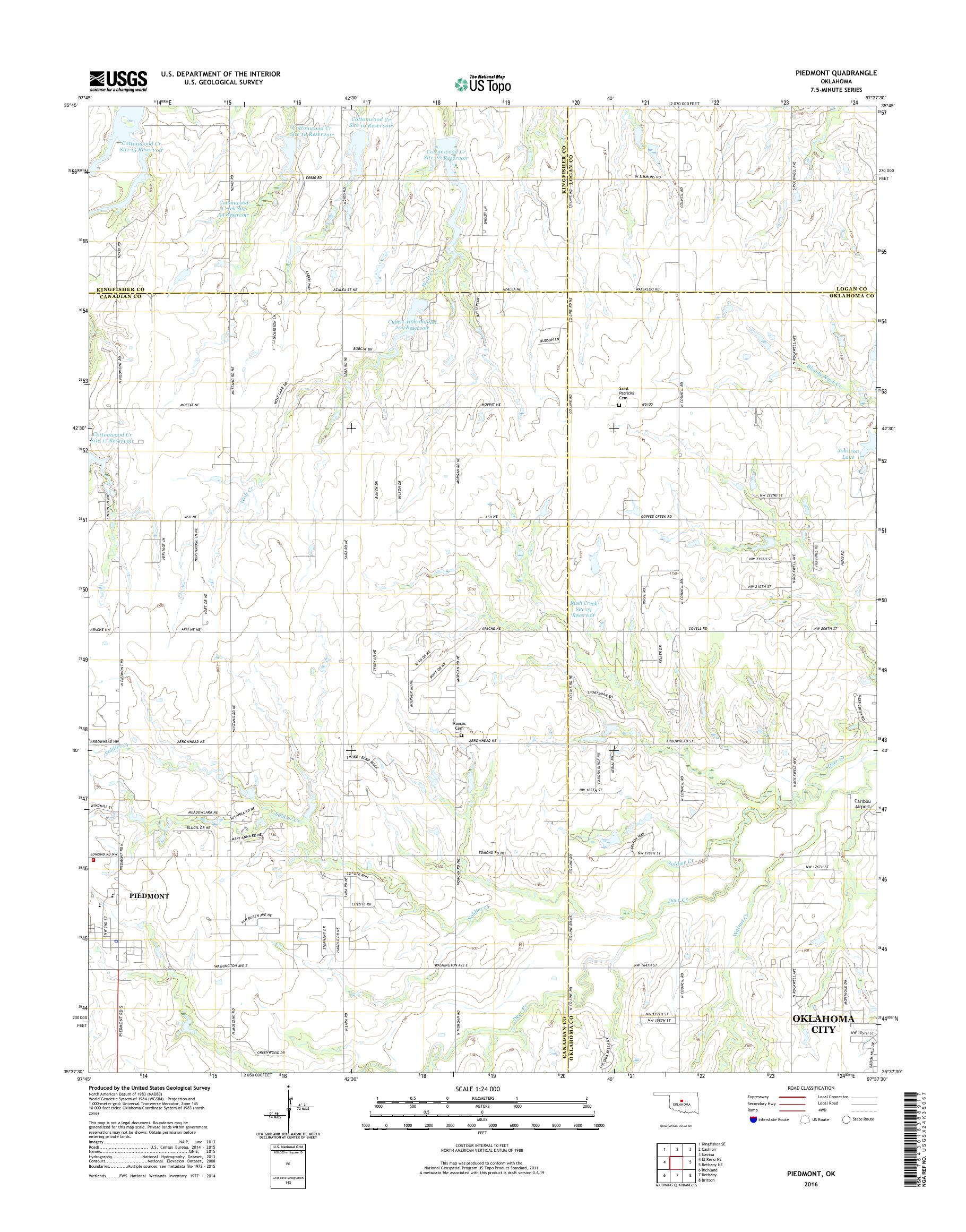 MyTopo Piedmont, Oklahoma USGS Quad Topo Map
