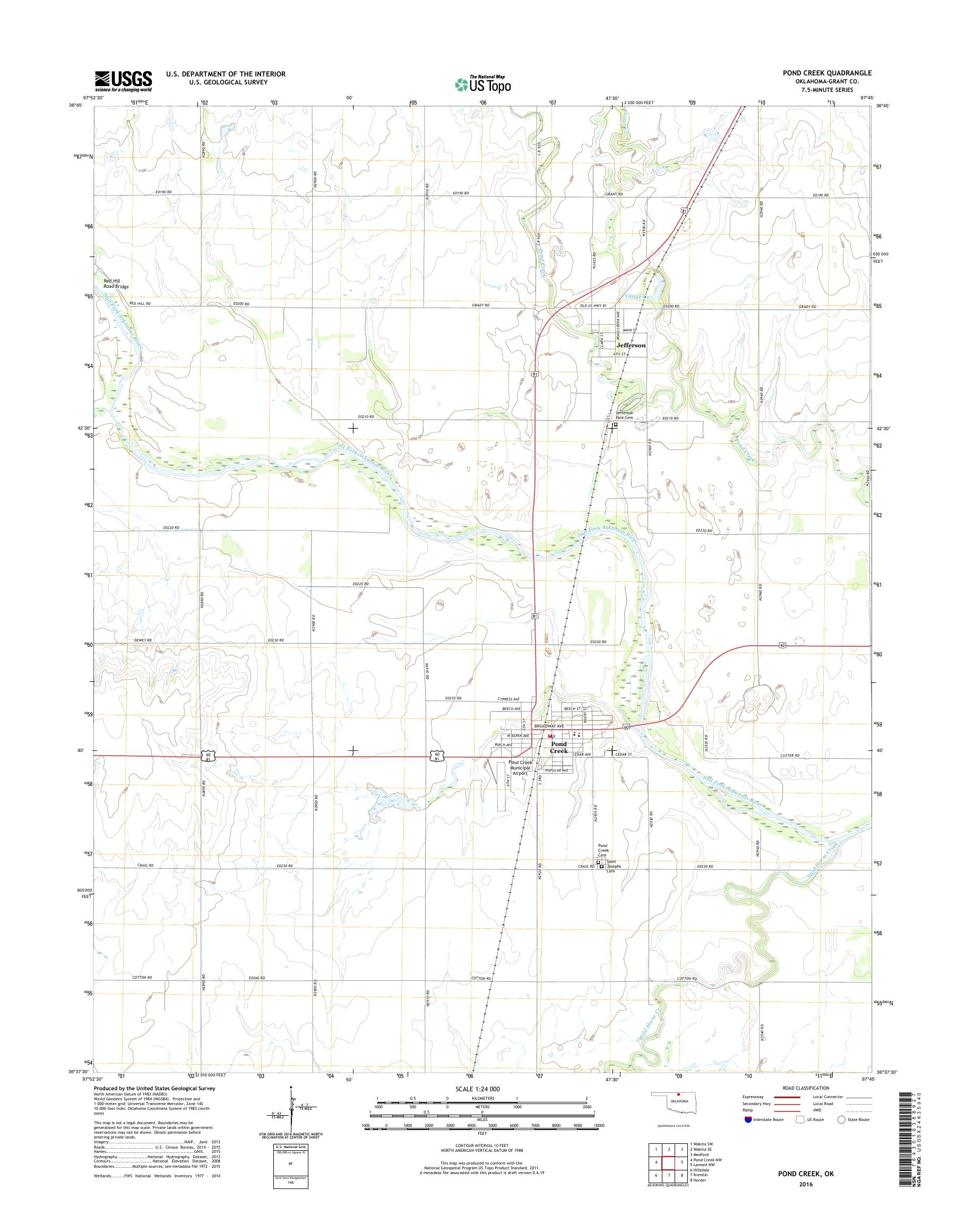 MyTopo Pond Creek, Oklahoma USGS Quad Topo Map