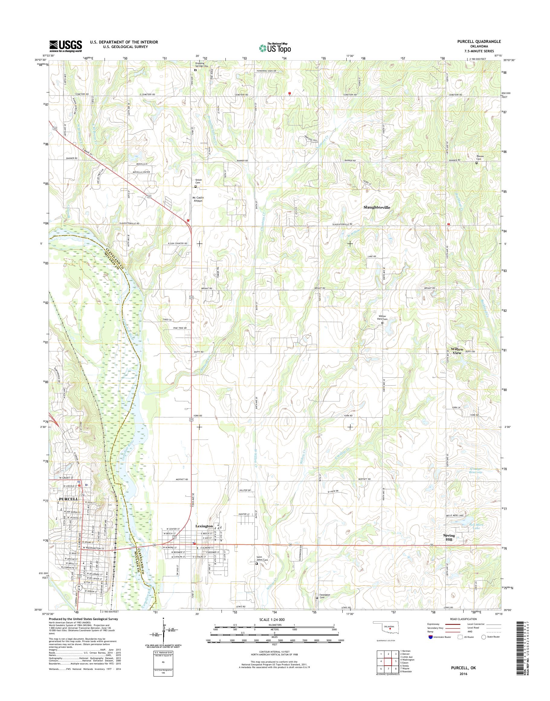 MyTopo Purcell, Oklahoma USGS Quad Topo Map