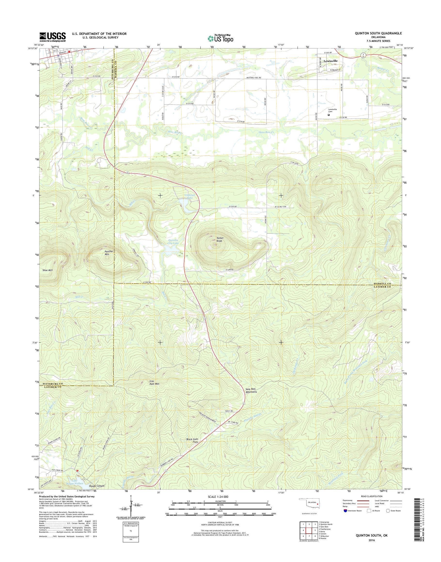 MyTopo Quinton South, Oklahoma USGS Quad Topo Map
