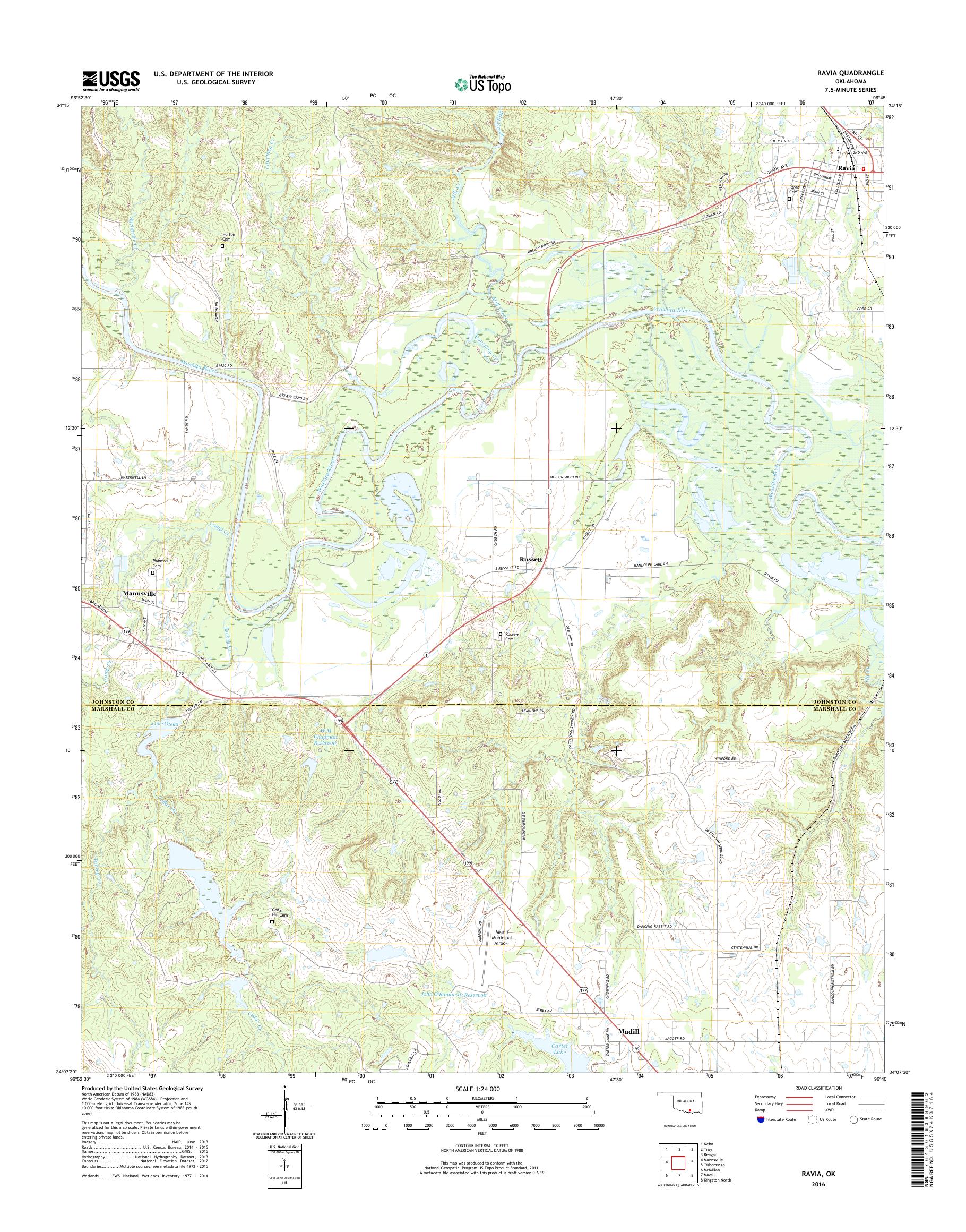 MyTopo Ravia, Oklahoma USGS Quad Topo Map