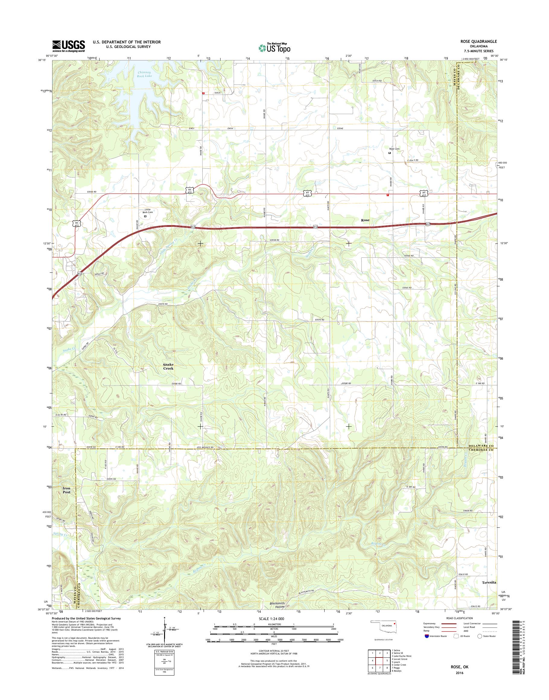 MyTopo Rose, Oklahoma USGS Quad Topo Map