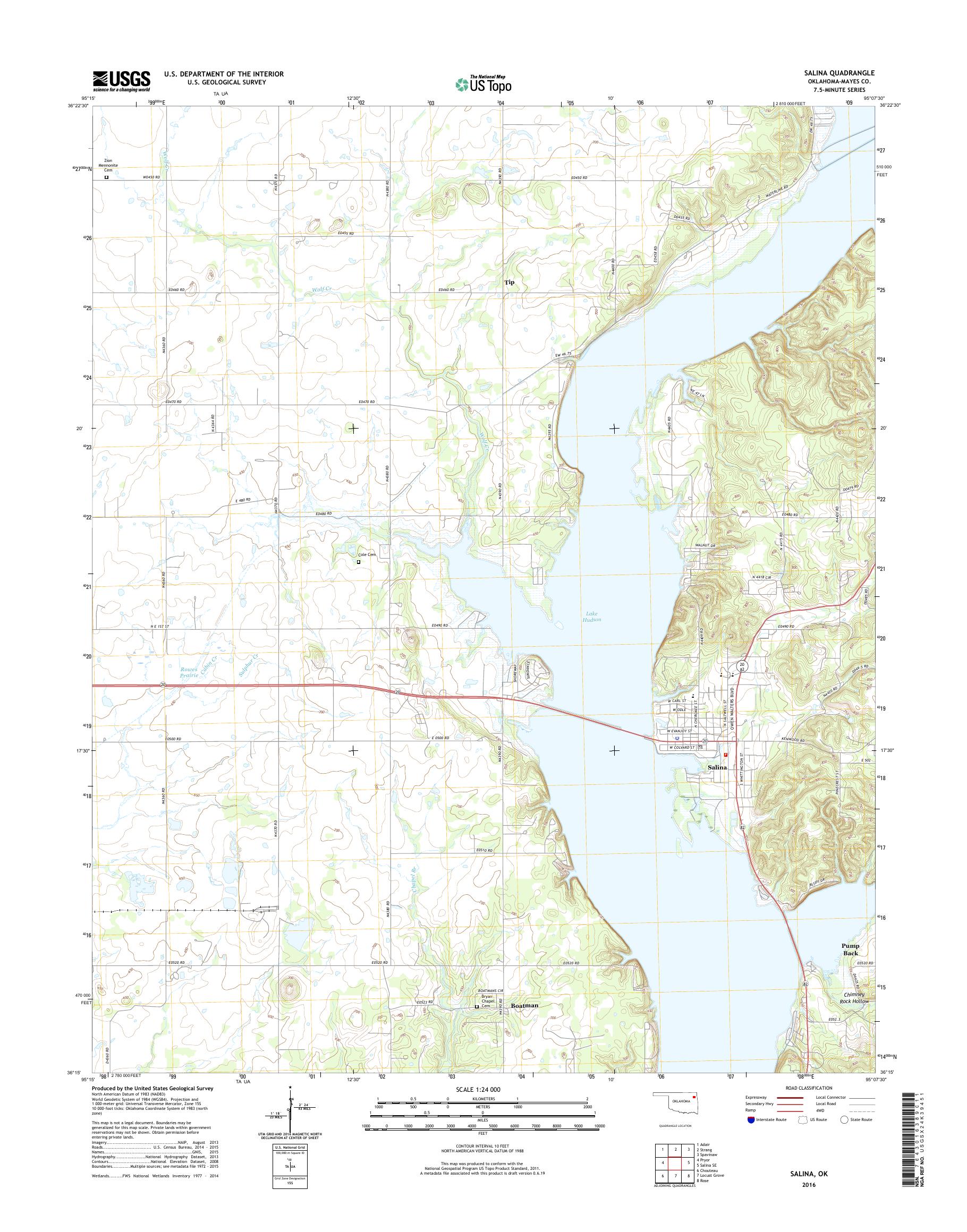 MyTopo Salina, Oklahoma USGS Quad Topo Map