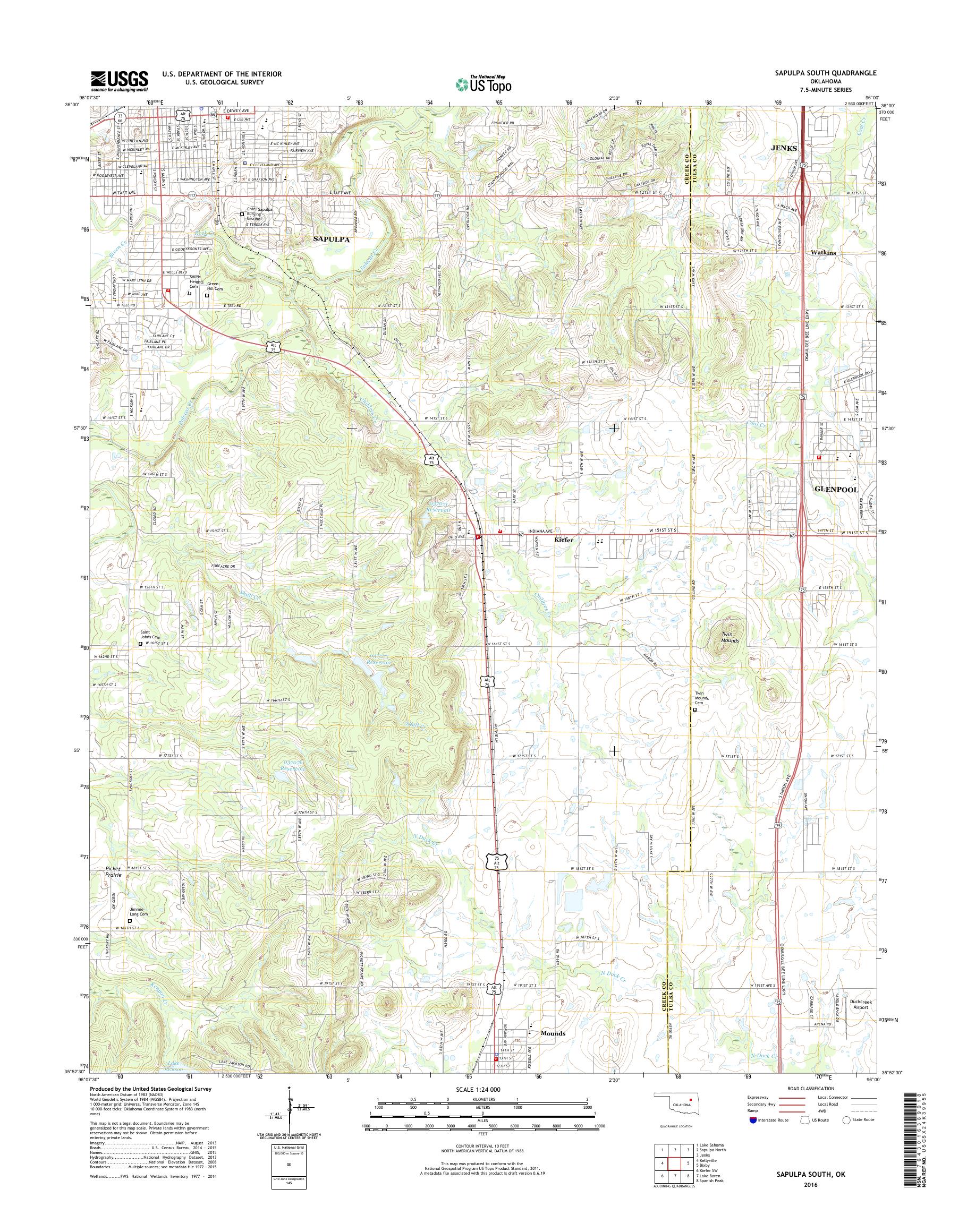 MyTopo Sapulpa South, Oklahoma USGS Quad Topo Map