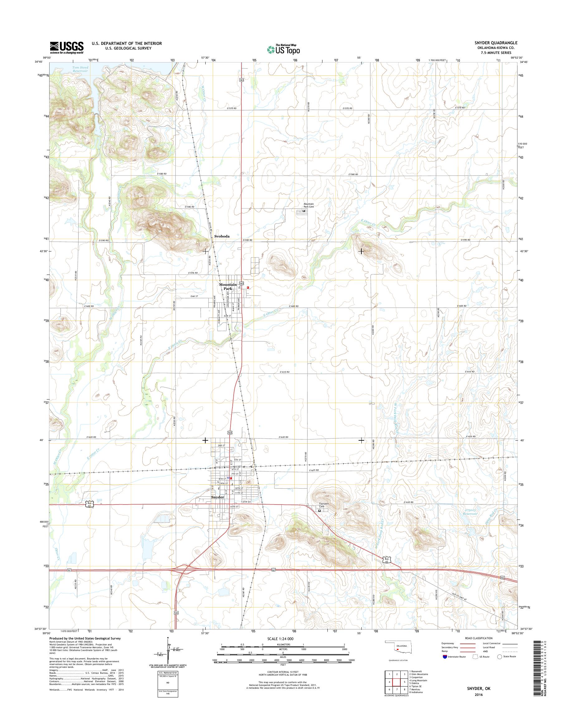 MyTopo Snyder, Oklahoma USGS Quad Topo Map
