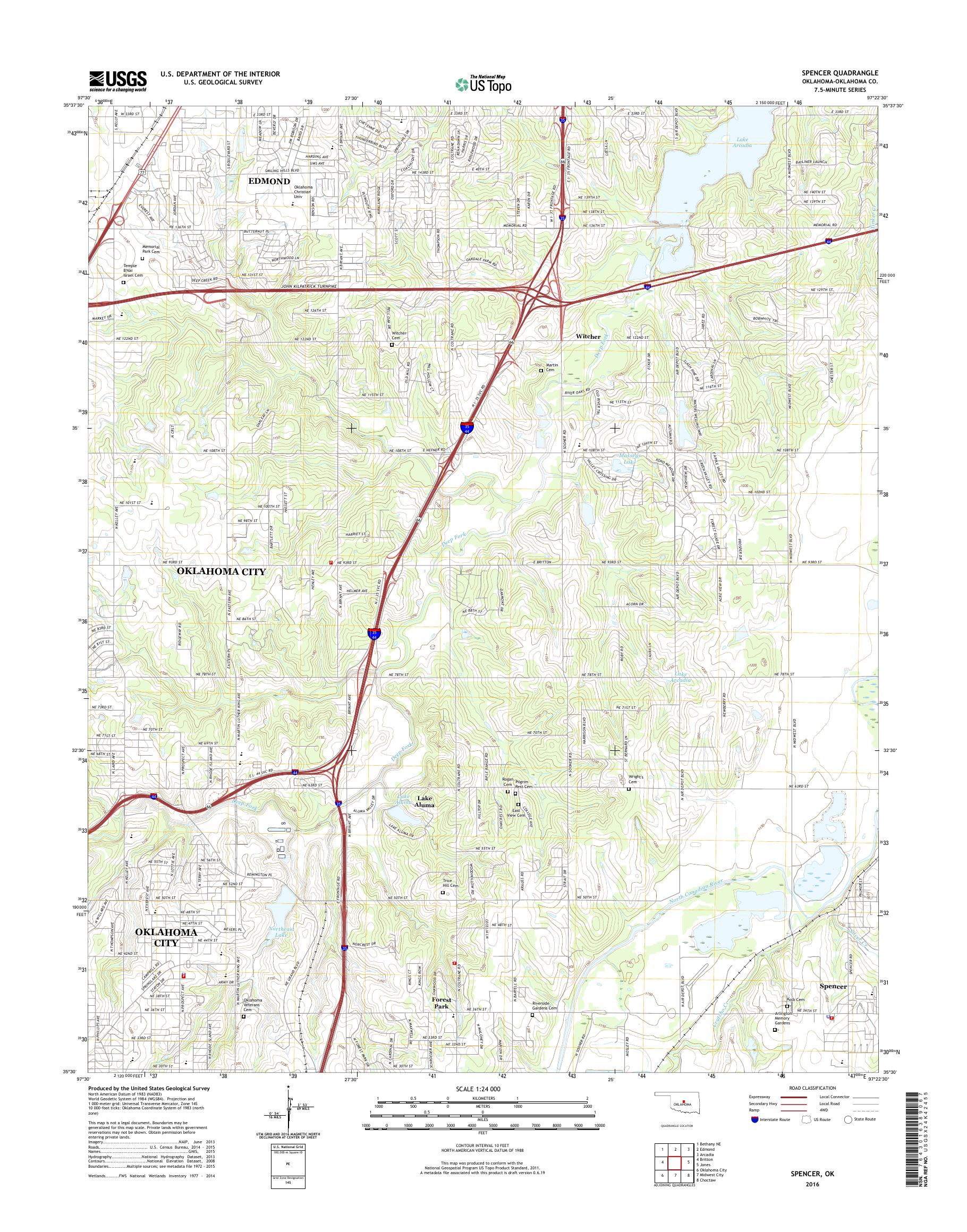 MyTopo Spencer, Oklahoma USGS Quad Topo Map