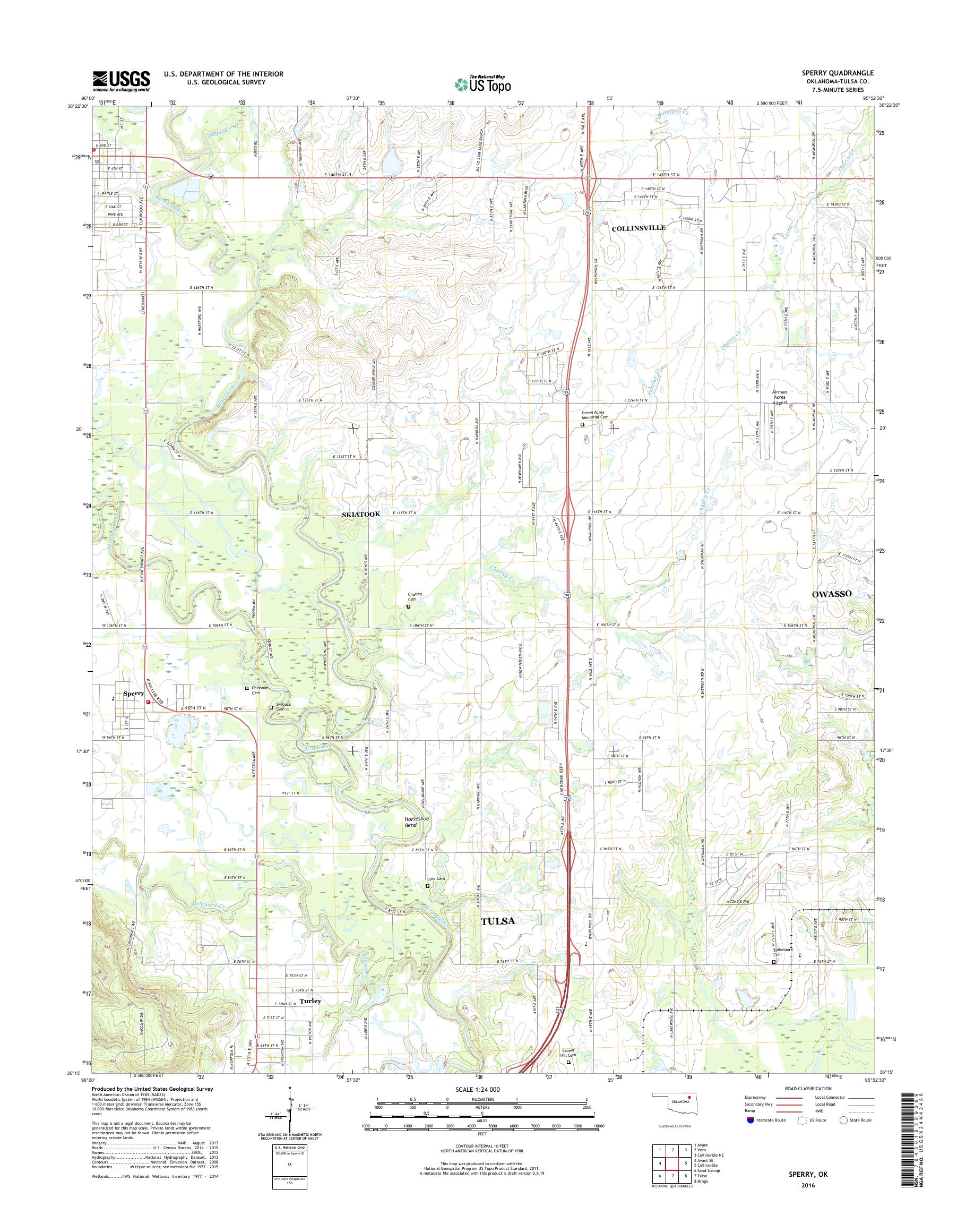 MyTopo Sperry, Oklahoma USGS Quad Topo Map