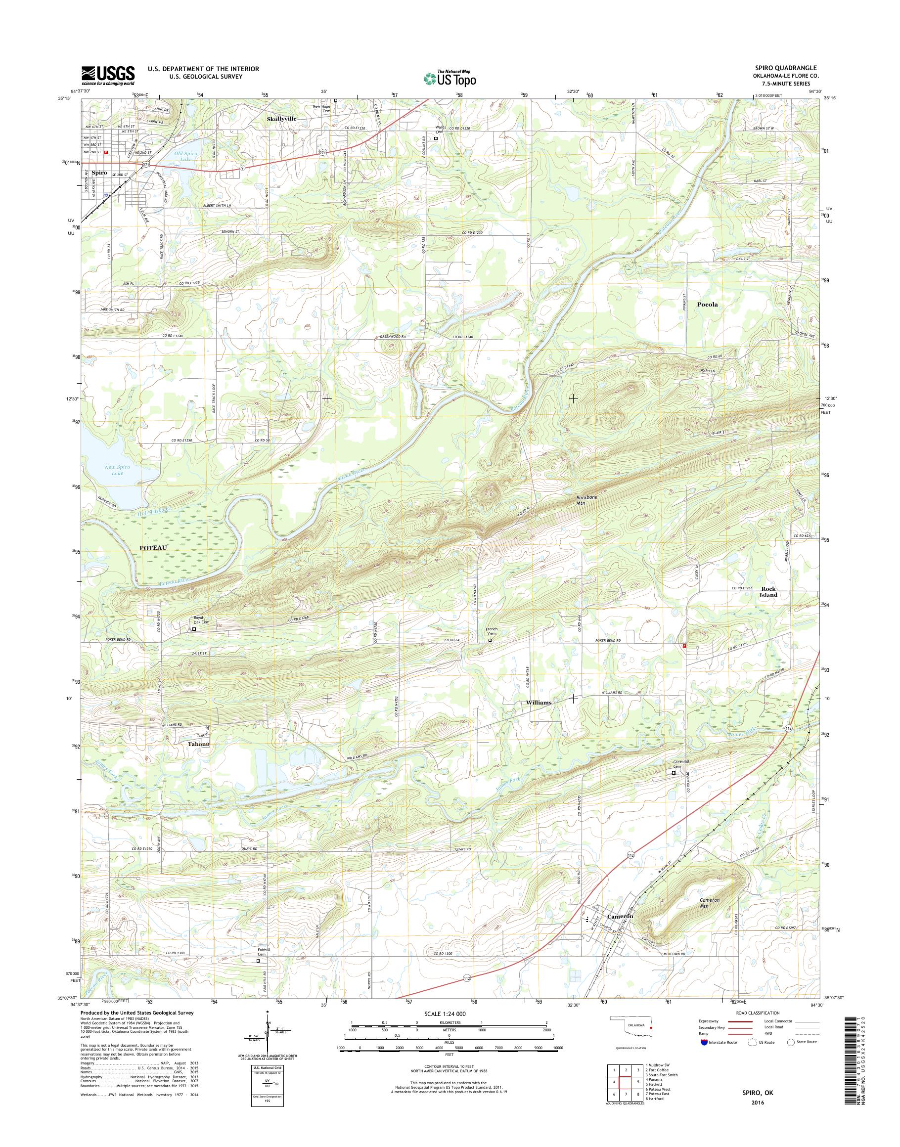 MyTopo Spiro, Oklahoma USGS Quad Topo Map