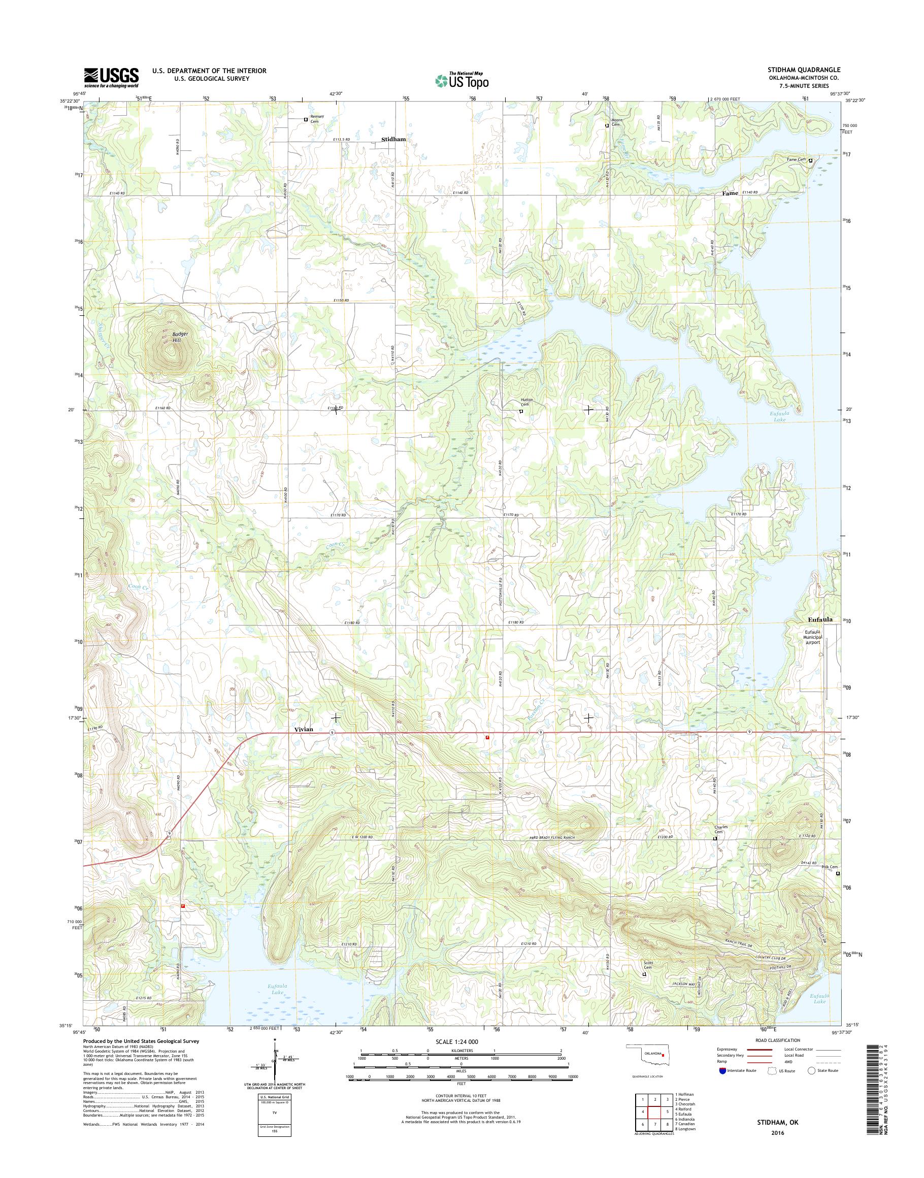 MyTopo Stidham, Oklahoma USGS Quad Topo Map