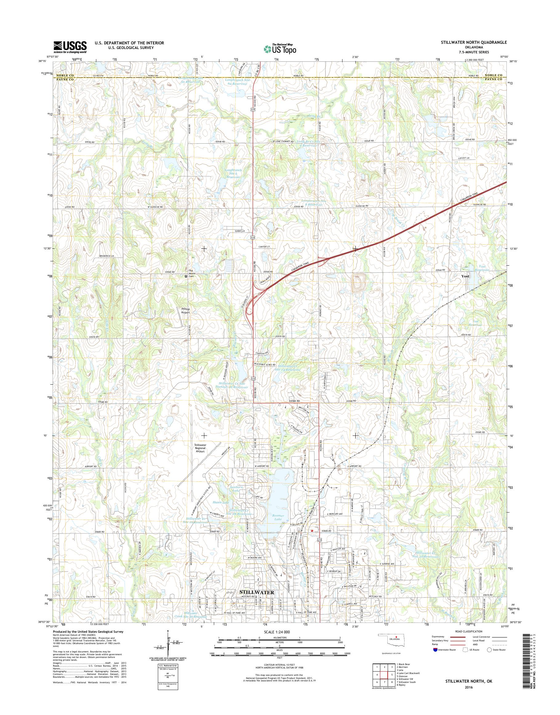MyTopo Stillwater North, Oklahoma USGS Quad Topo Map