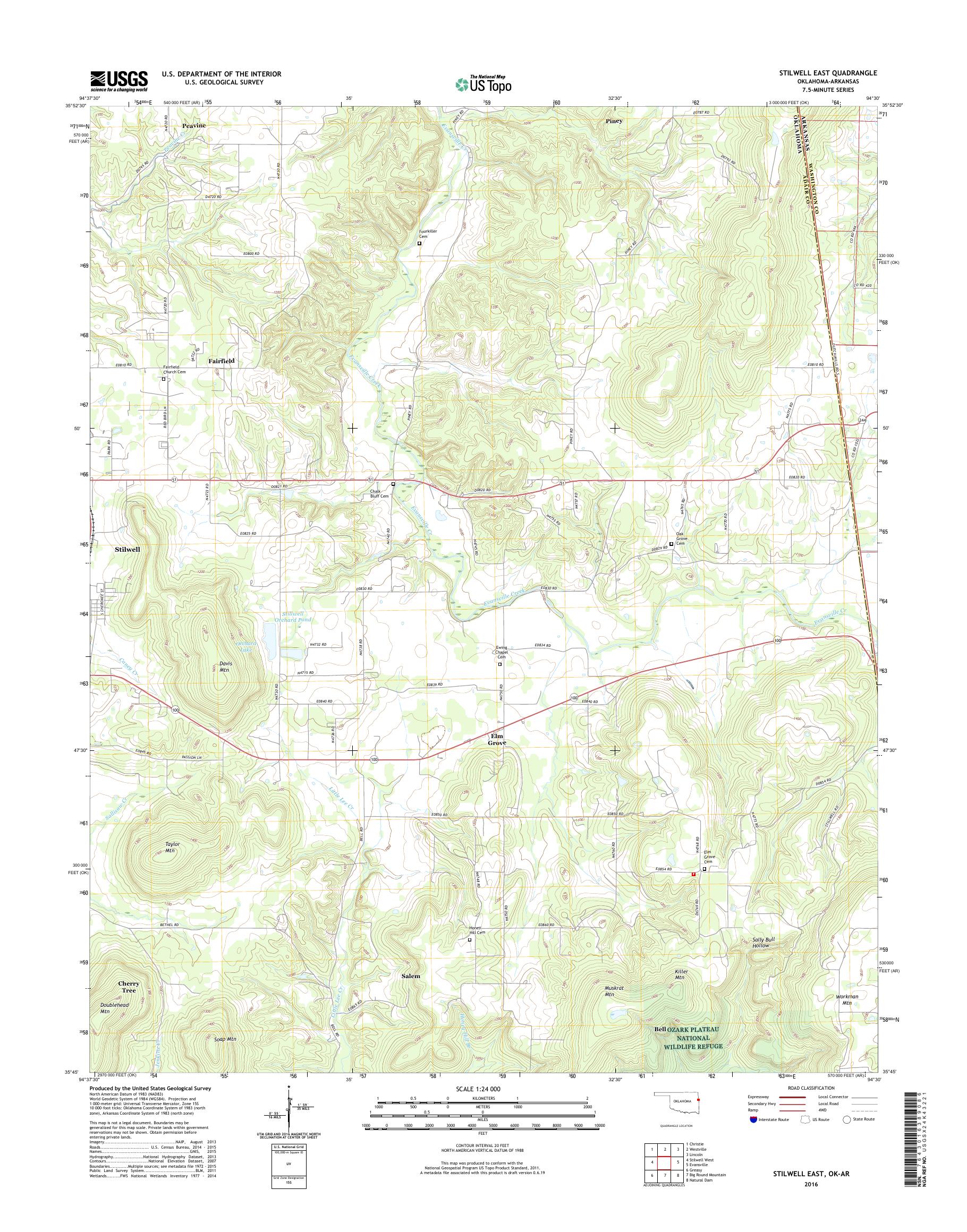 MyTopo Stilwell East, Oklahoma USGS Quad Topo Map