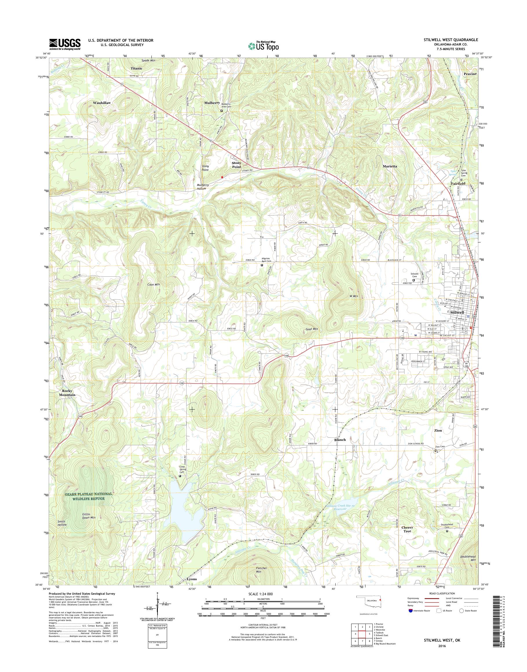 MyTopo Stilwell West, Oklahoma USGS Quad Topo Map