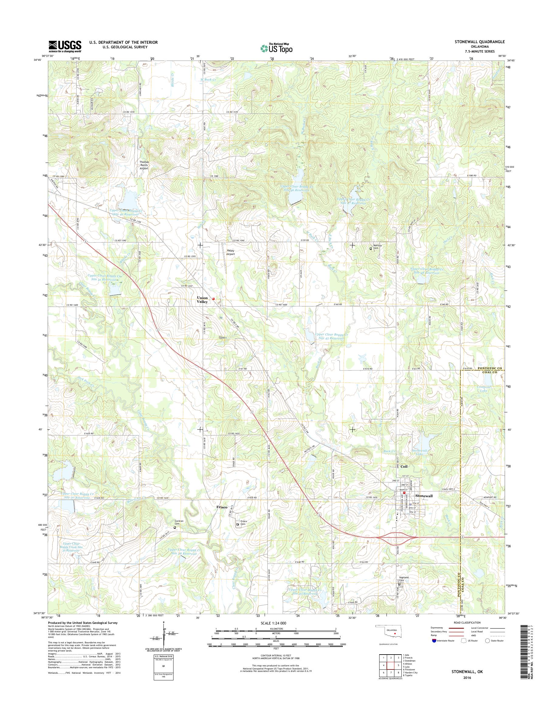 MyTopo Stonewall, Oklahoma USGS Quad Topo Map