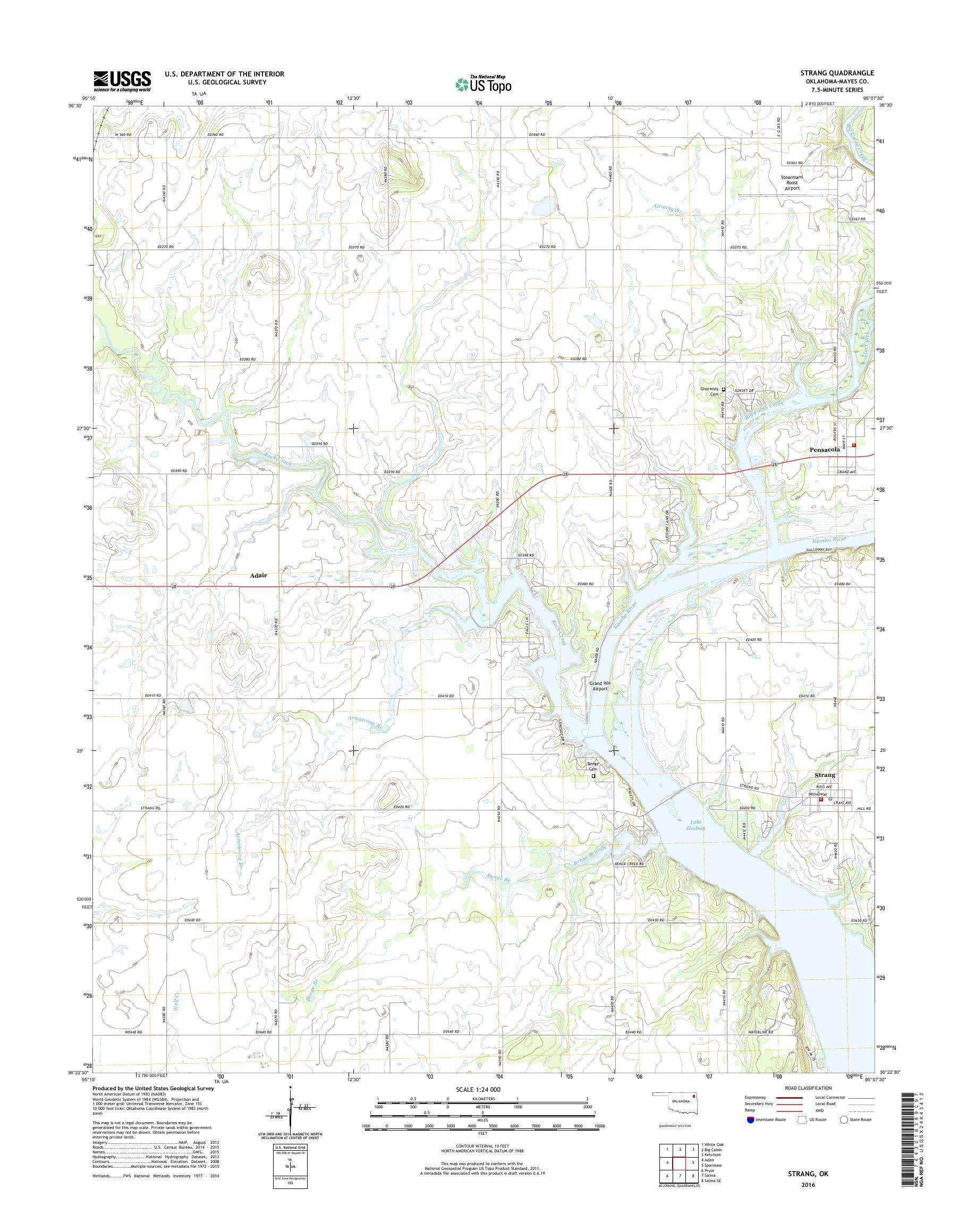 MyTopo Strang, Oklahoma USGS Quad Topo Map