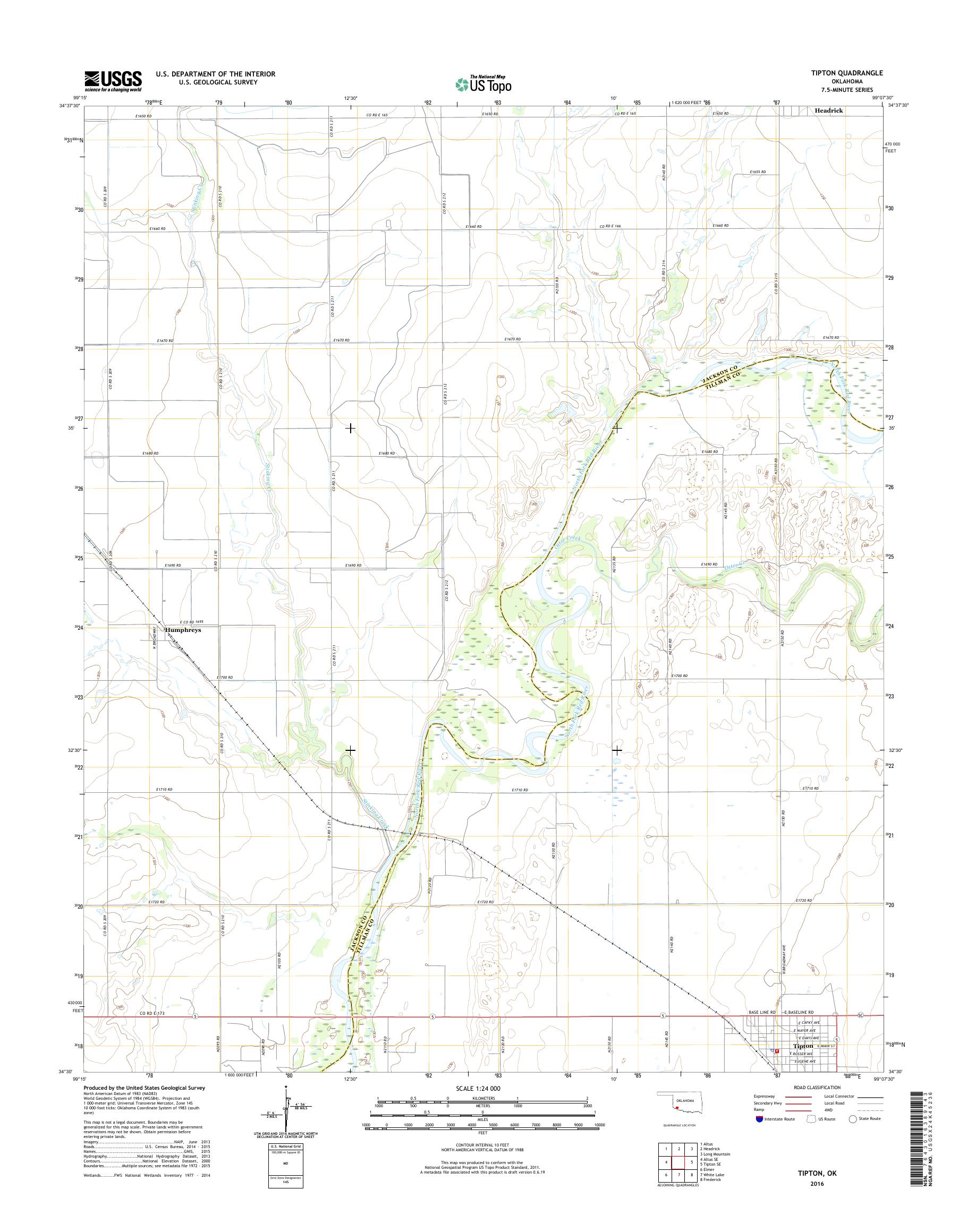 MyTopo Tipton, Oklahoma USGS Quad Topo Map