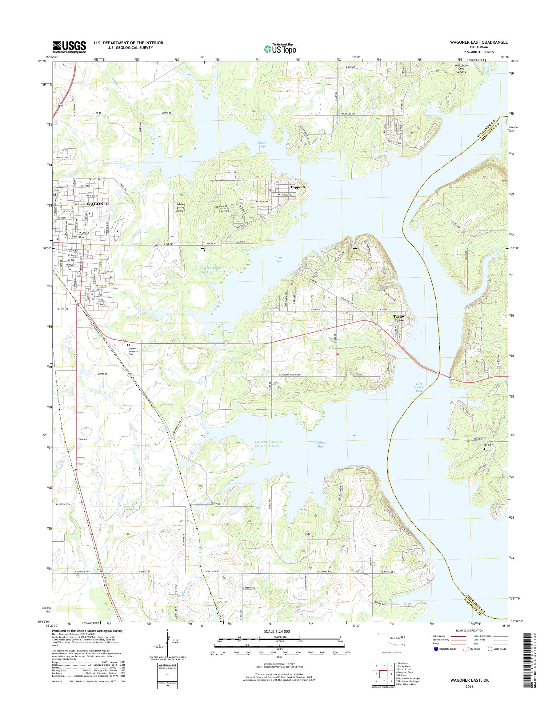MyTopo Wagoner East, Oklahoma USGS Quad Topo Map