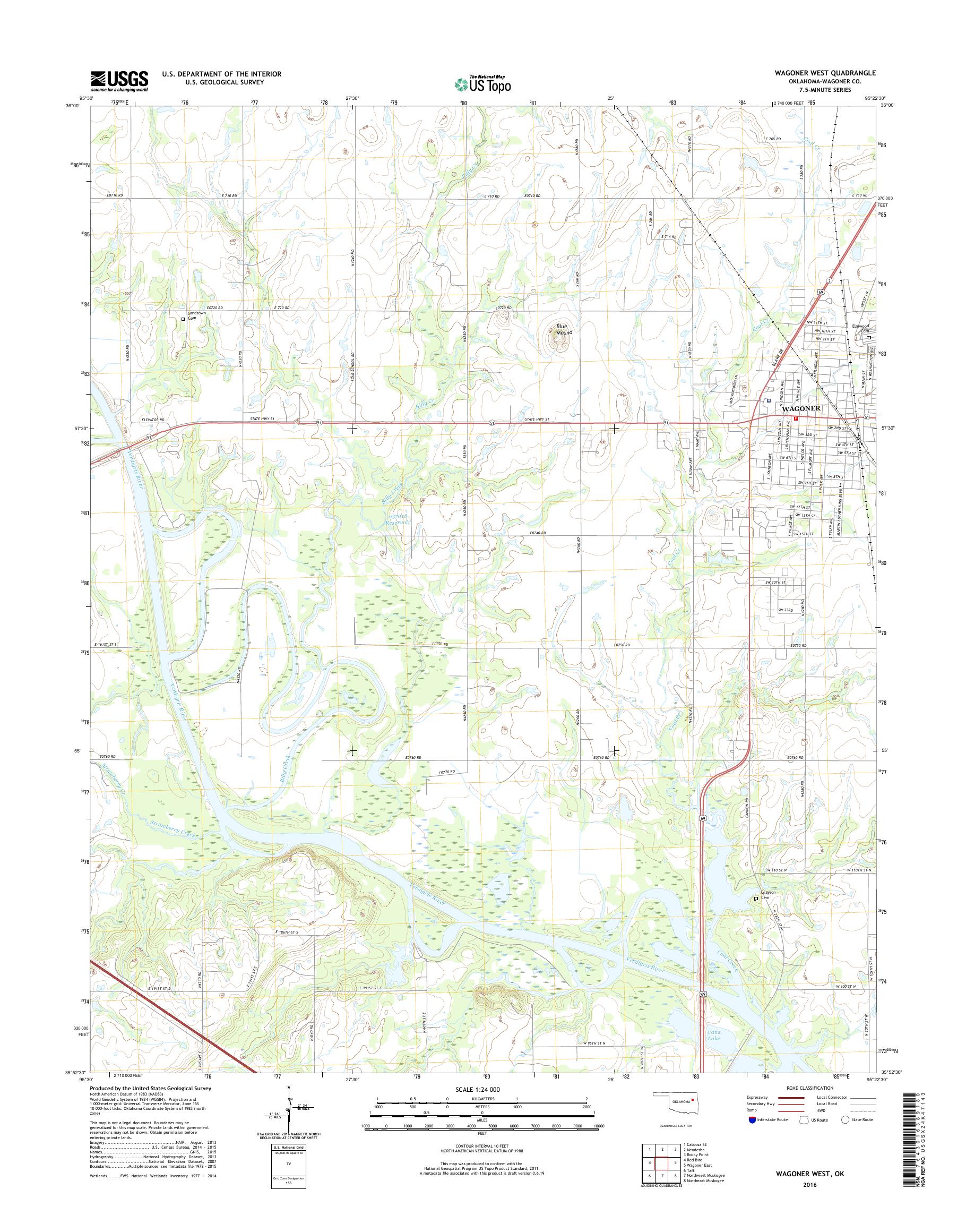 MyTopo Wagoner West, Oklahoma USGS Quad Topo Map