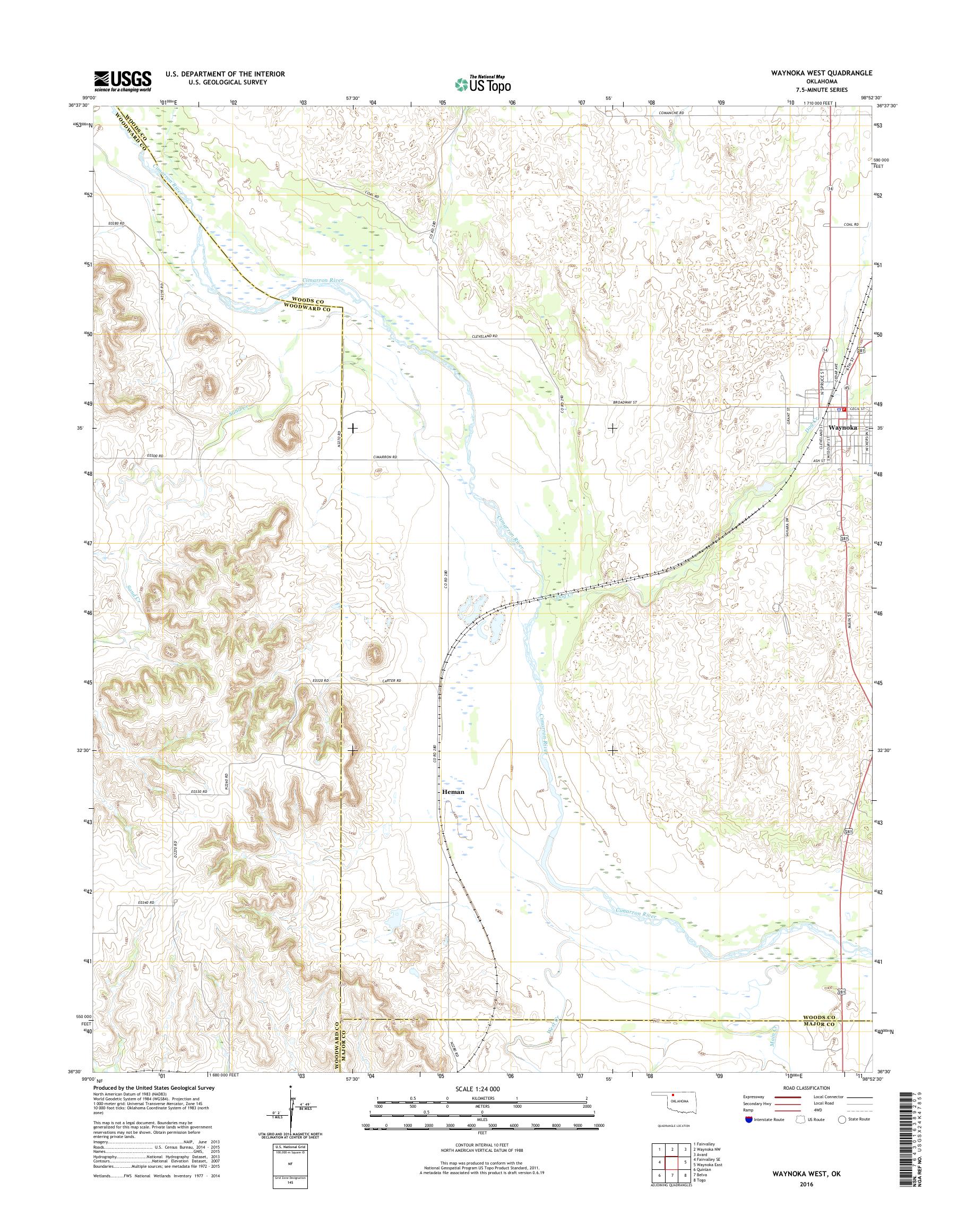 MyTopo Waynoka West, Oklahoma USGS Quad Topo Map