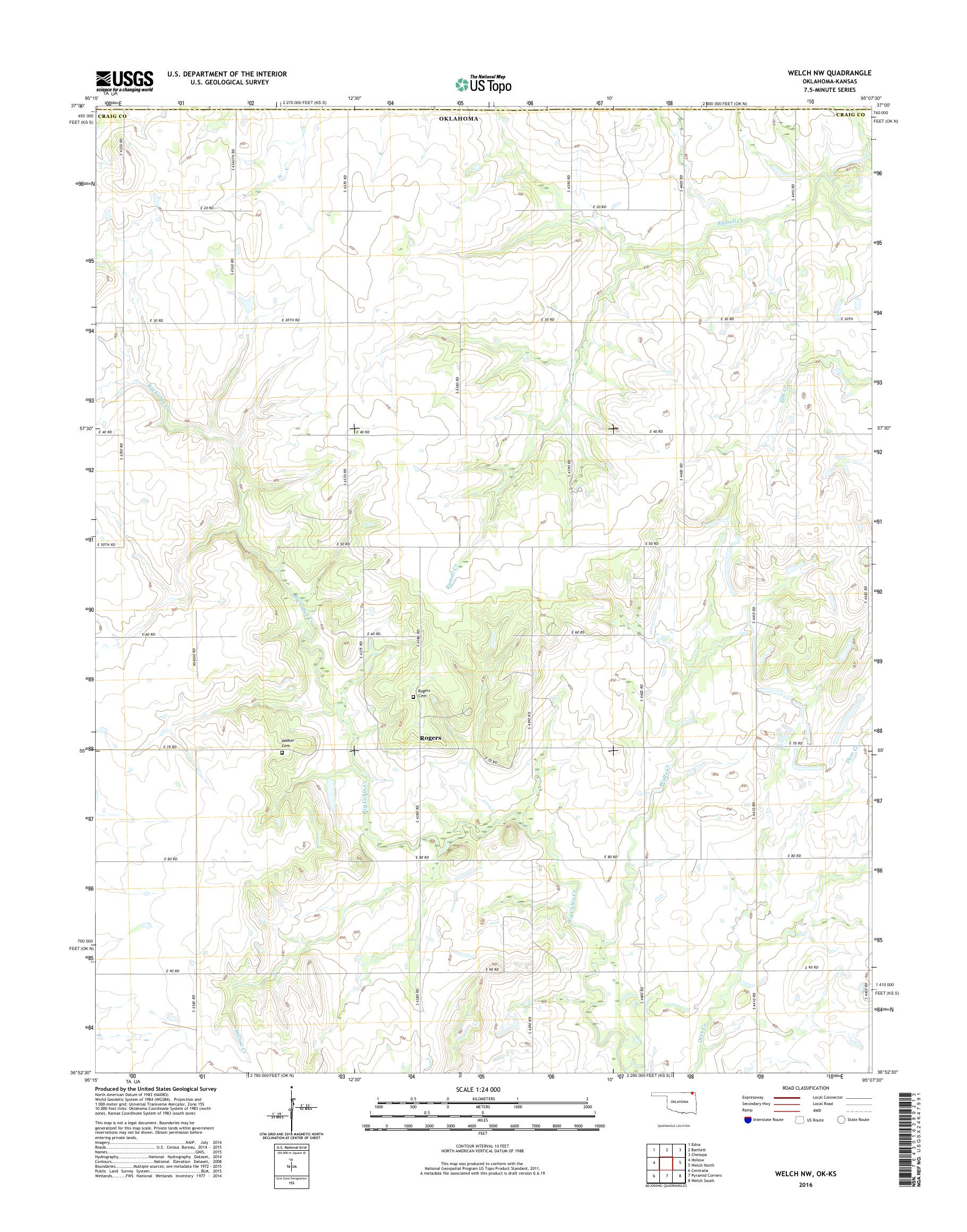 MyTopo Welch NW, Oklahoma USGS Quad Topo Map