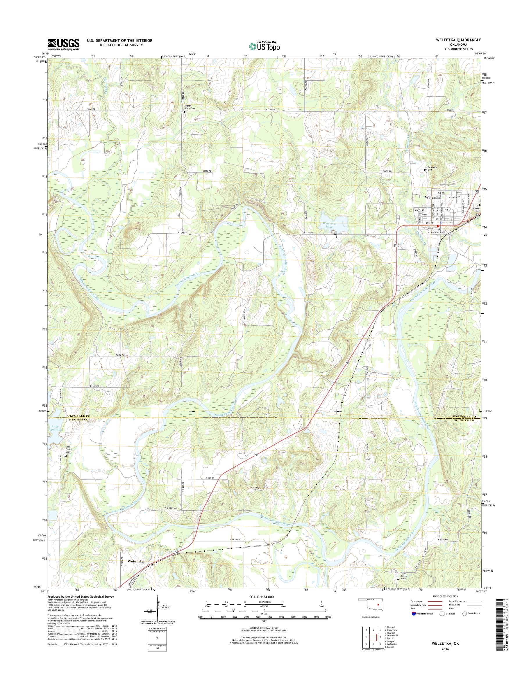 MyTopo Weleetka, Oklahoma USGS Quad Topo Map
