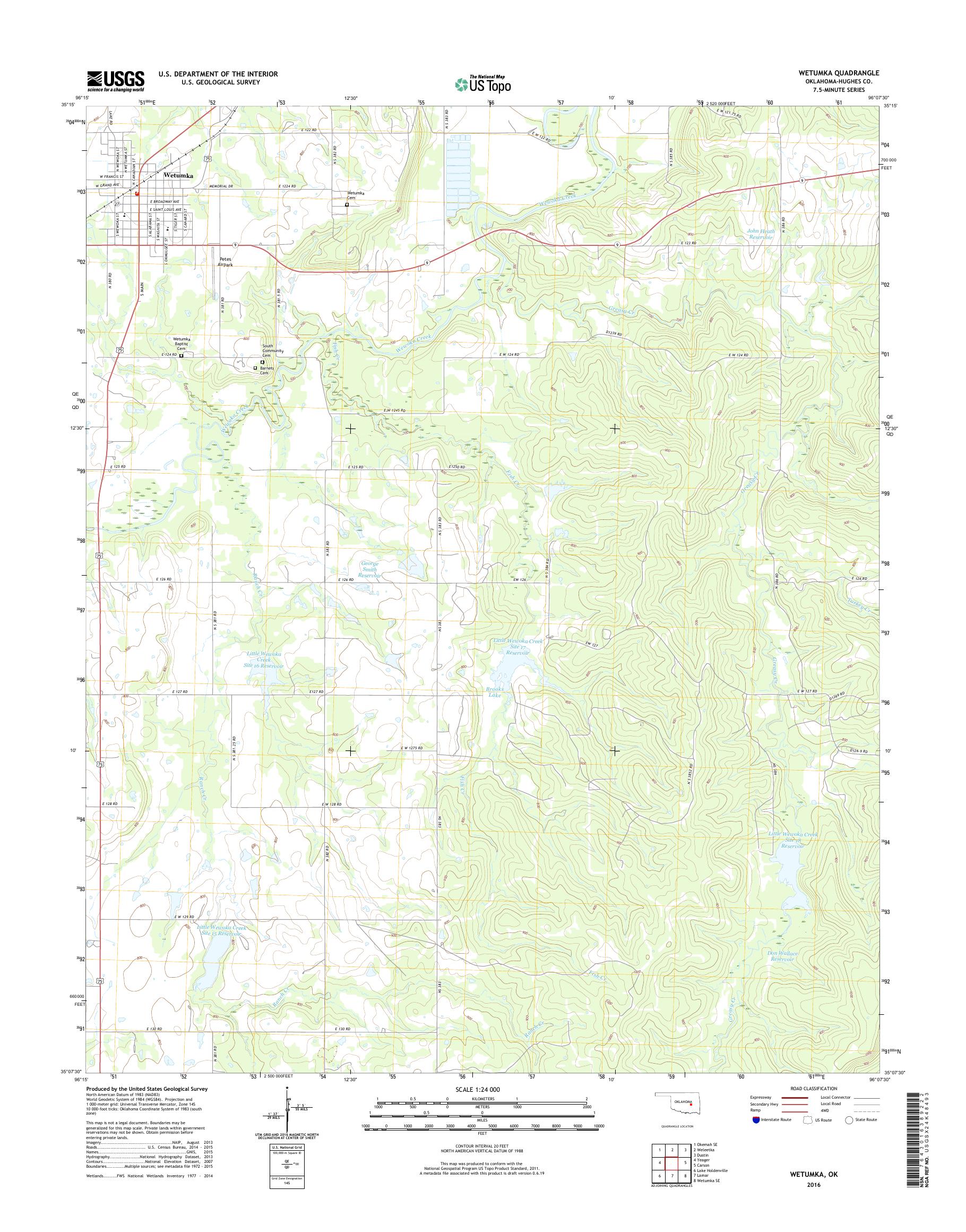 MyTopo Wetumka, Oklahoma USGS Quad Topo Map