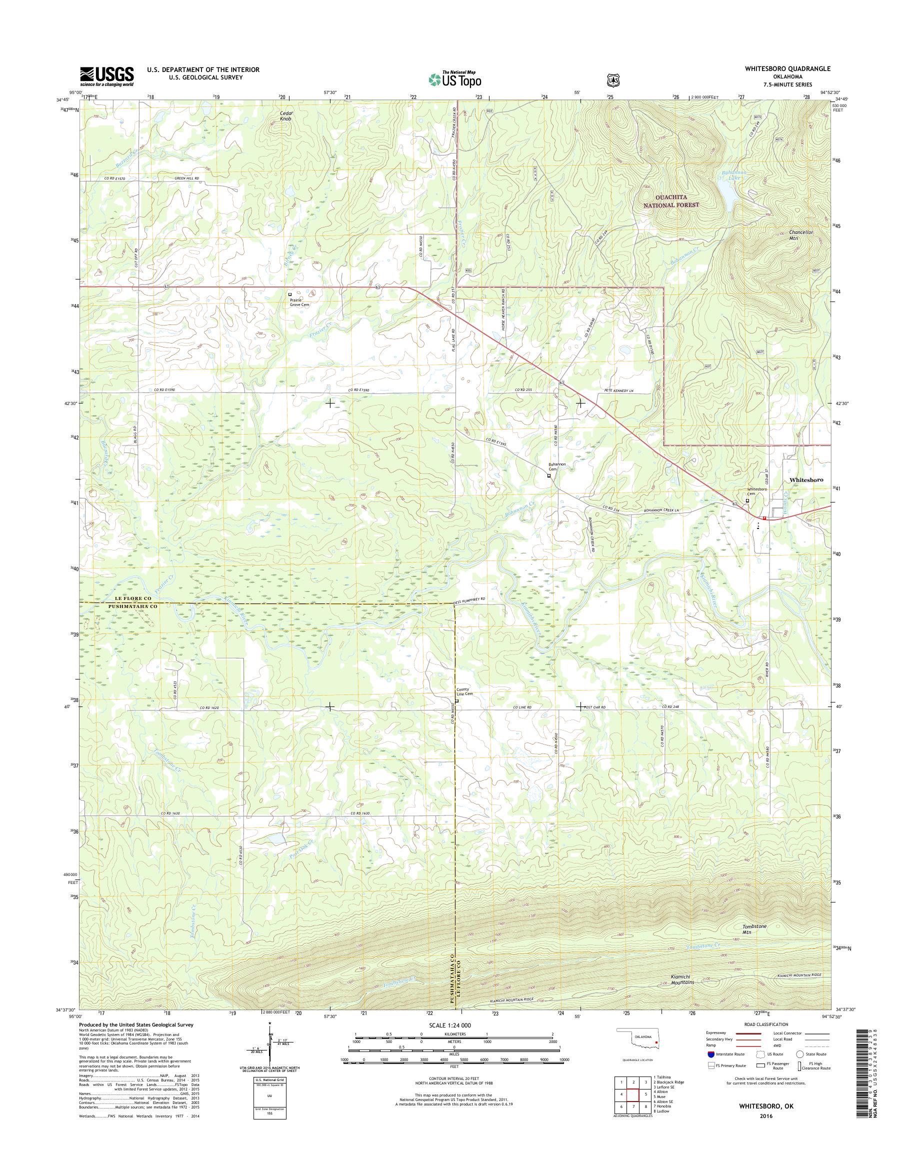 MyTopo Whitesboro, Oklahoma USGS Quad Topo Map