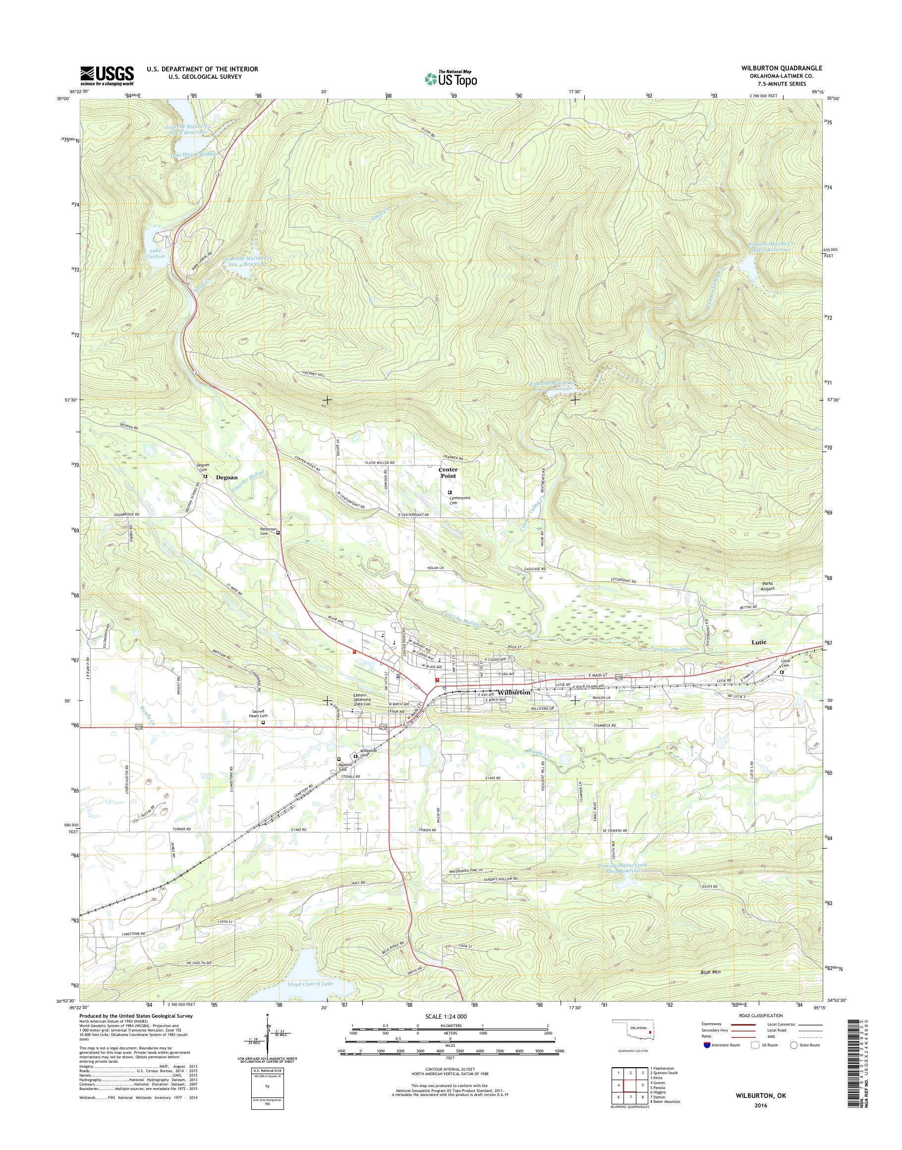 MyTopo Wilburton, Oklahoma USGS Quad Topo Map