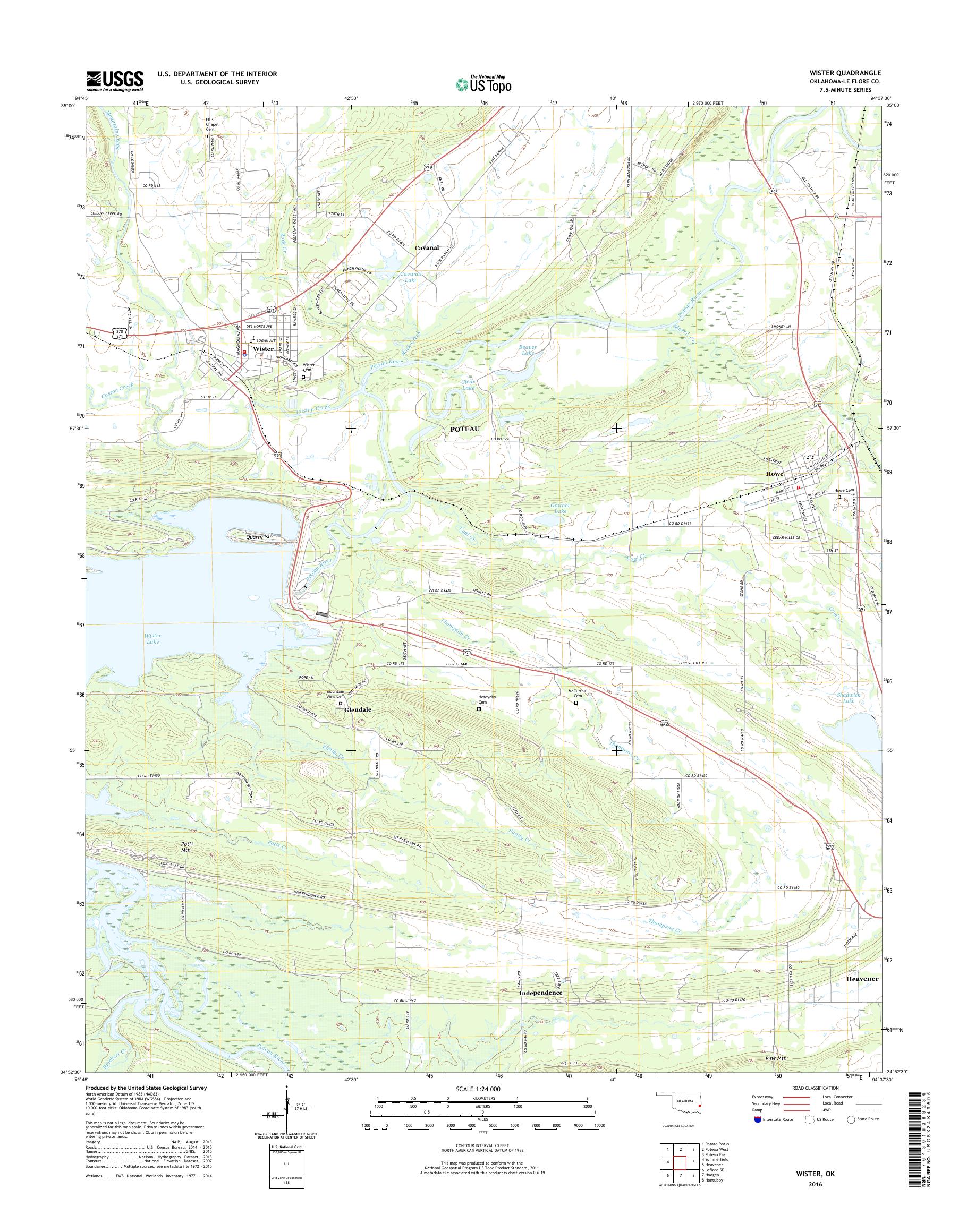 MyTopo Wister, Oklahoma USGS Quad Topo Map