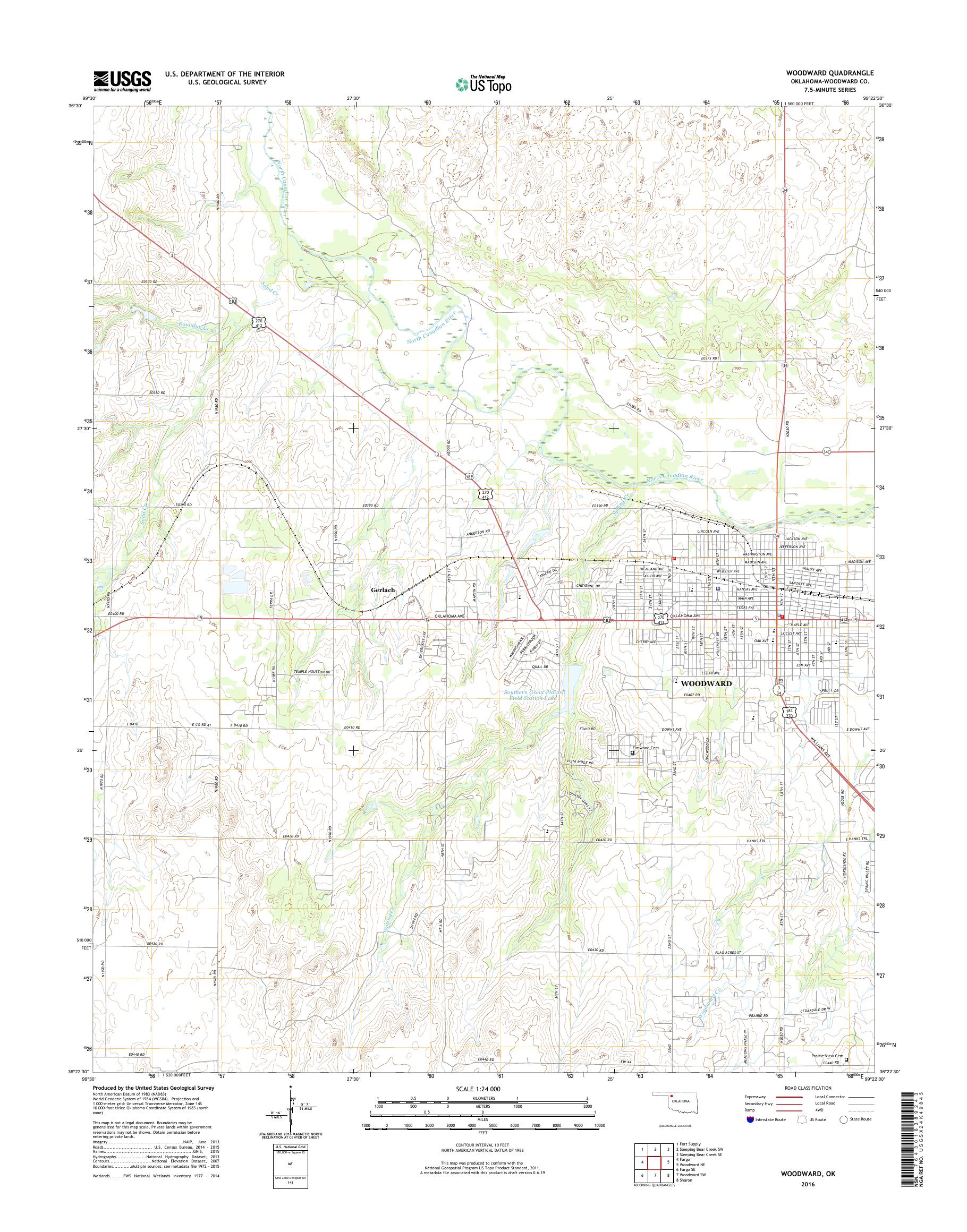 MyTopo Woodward, Oklahoma USGS Quad Topo Map
