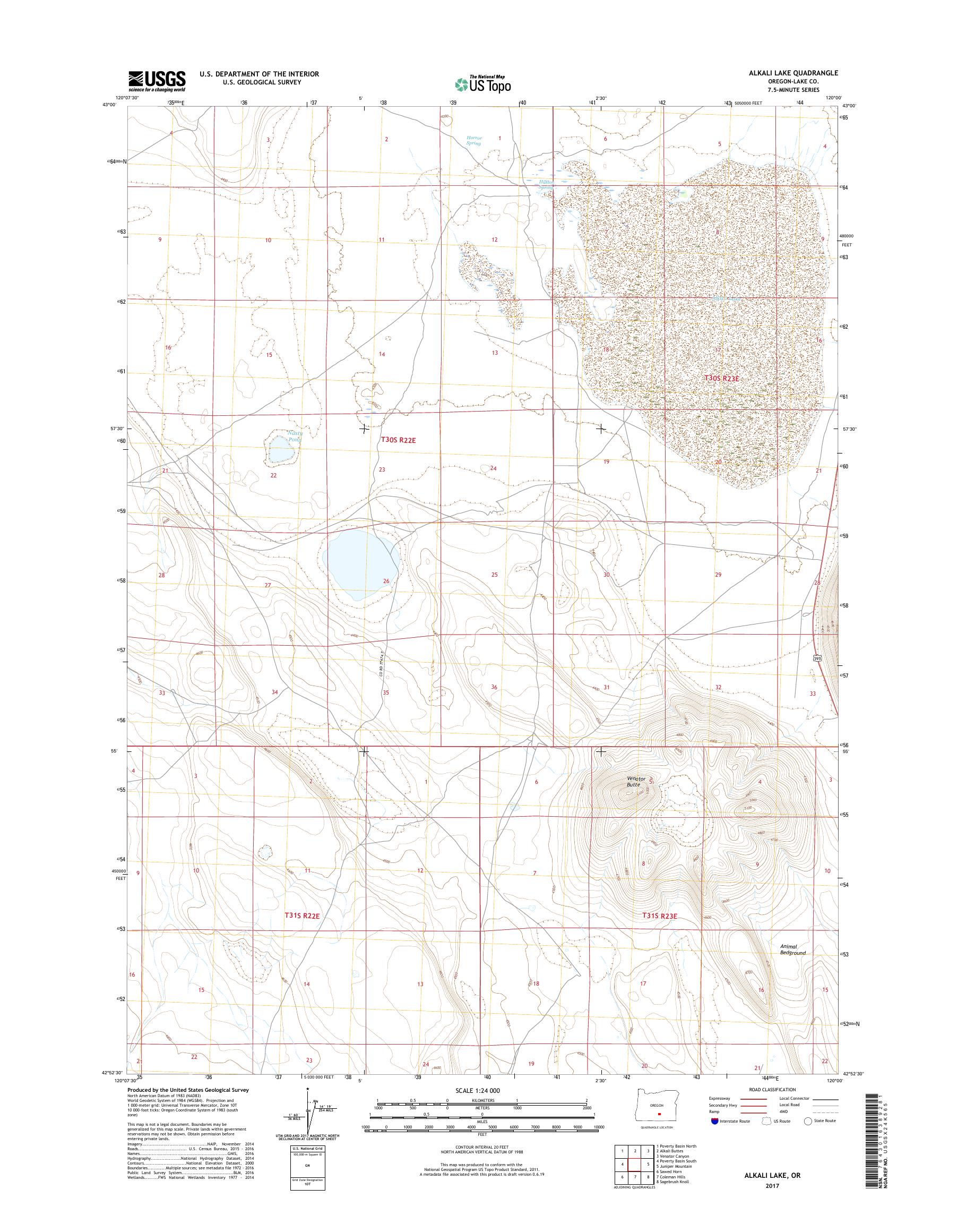 MyTopo Alkali Lake, Oregon USGS Quad Topo Map