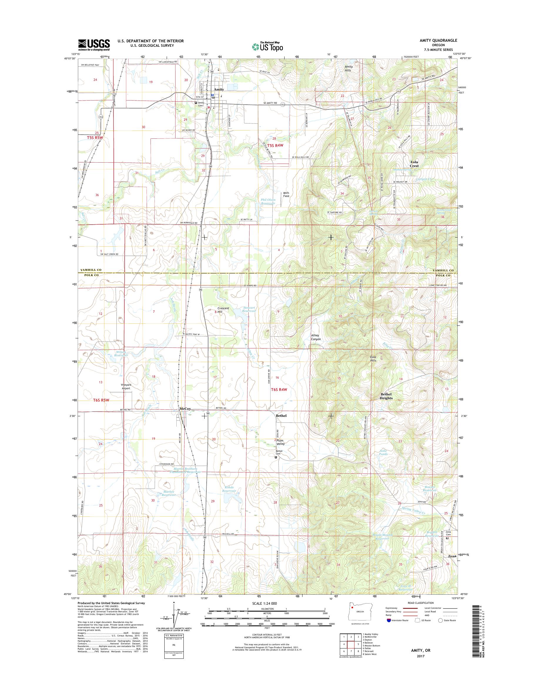 MyTopo Amity, Oregon USGS Quad Topo Map