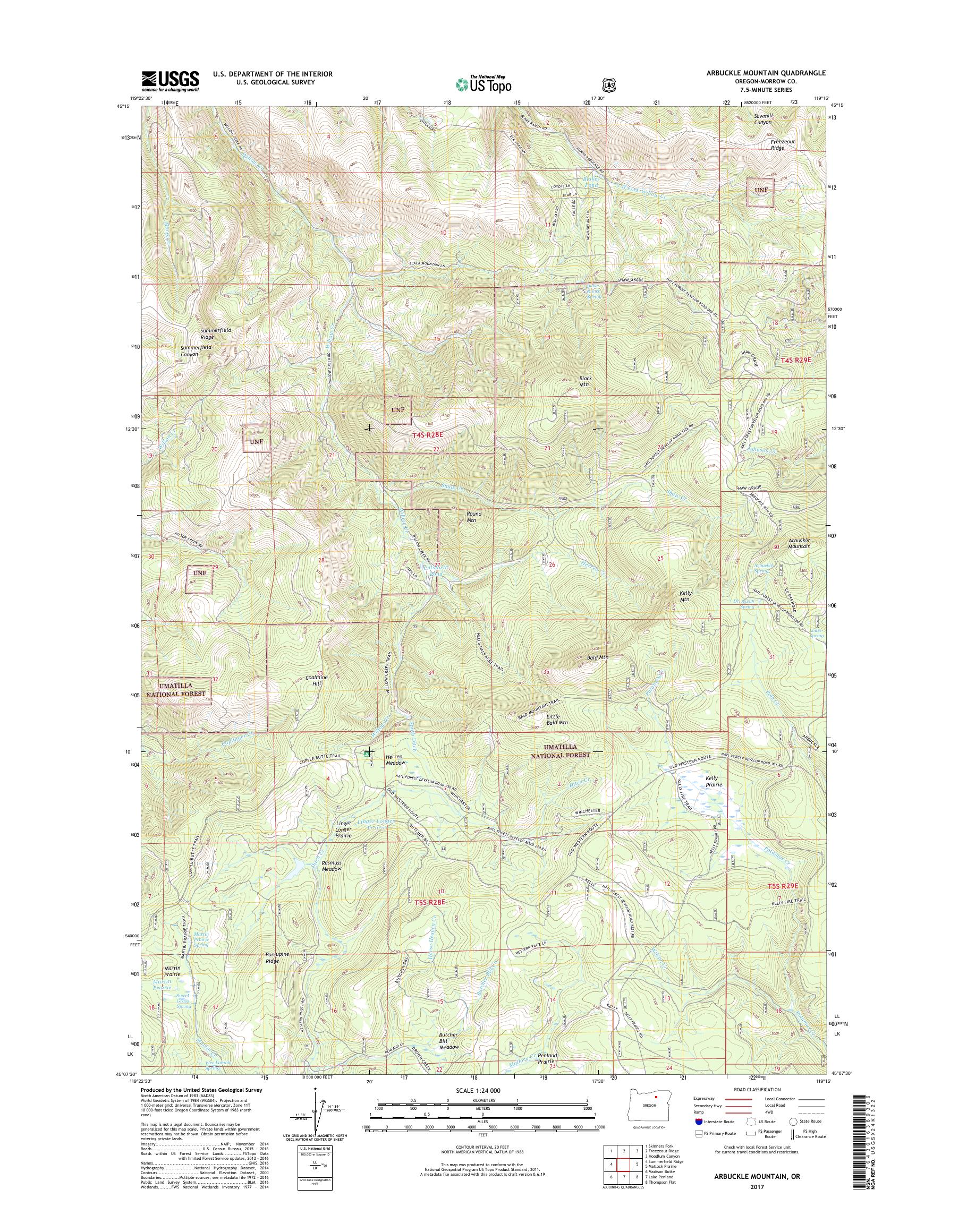 MyTopo Arbuckle Mountain, Oregon USGS Quad Topo Map