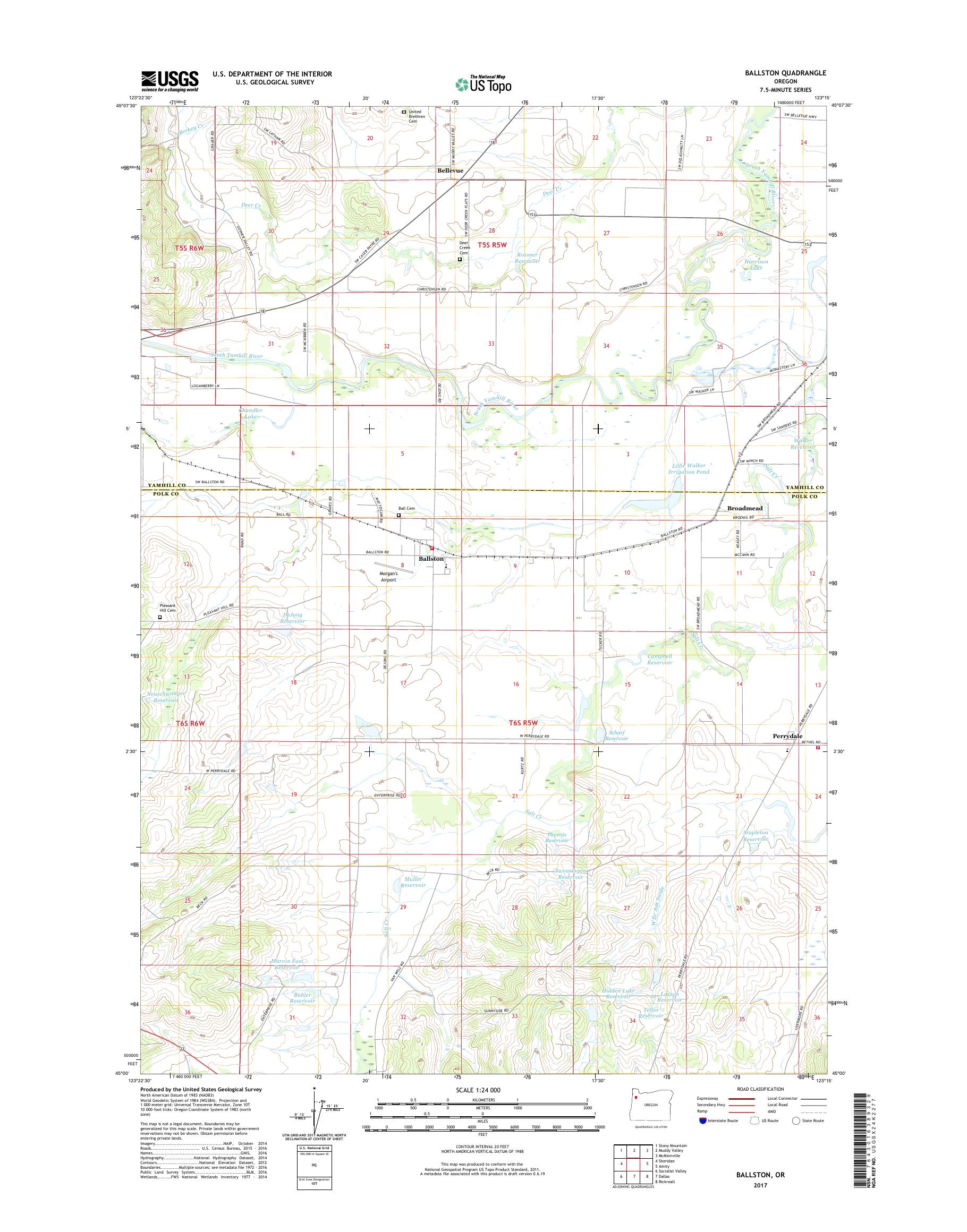 MyTopo Ballston, Oregon USGS Quad Topo Map