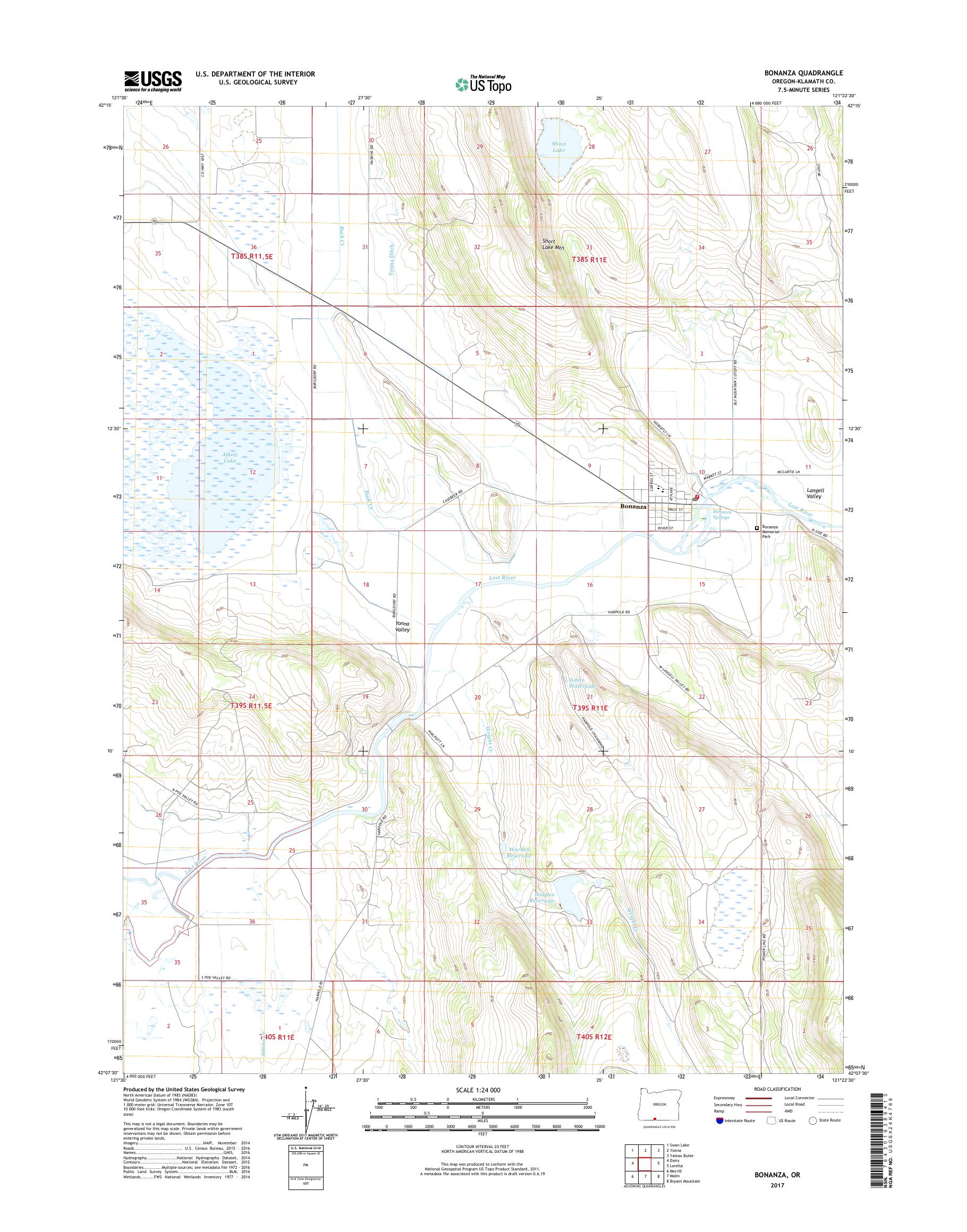 MyTopo Bonanza, Oregon USGS Quad Topo Map