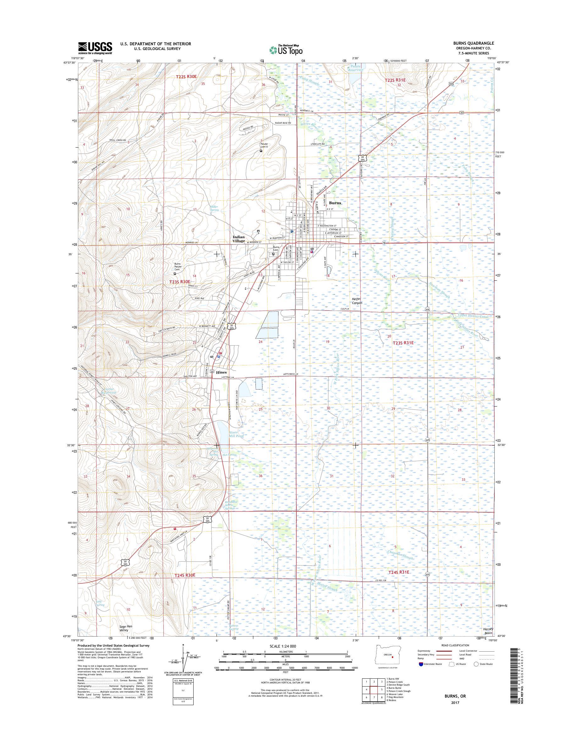 MyTopo Burns, Oregon USGS Quad Topo Map
