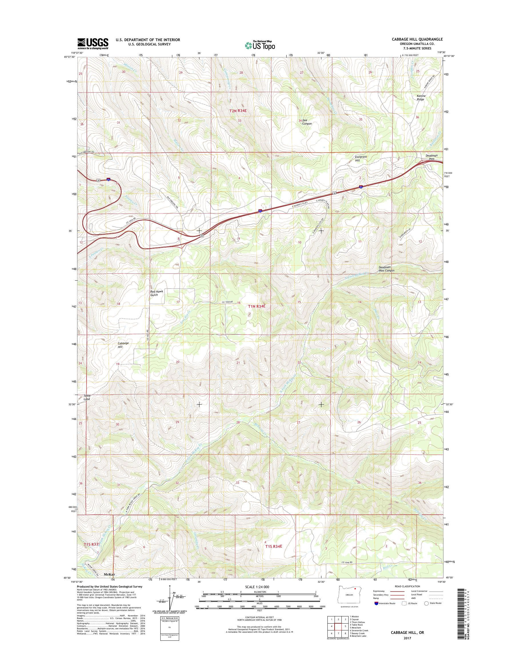 MyTopo Cabbage Hill, Oregon USGS Quad Topo Map