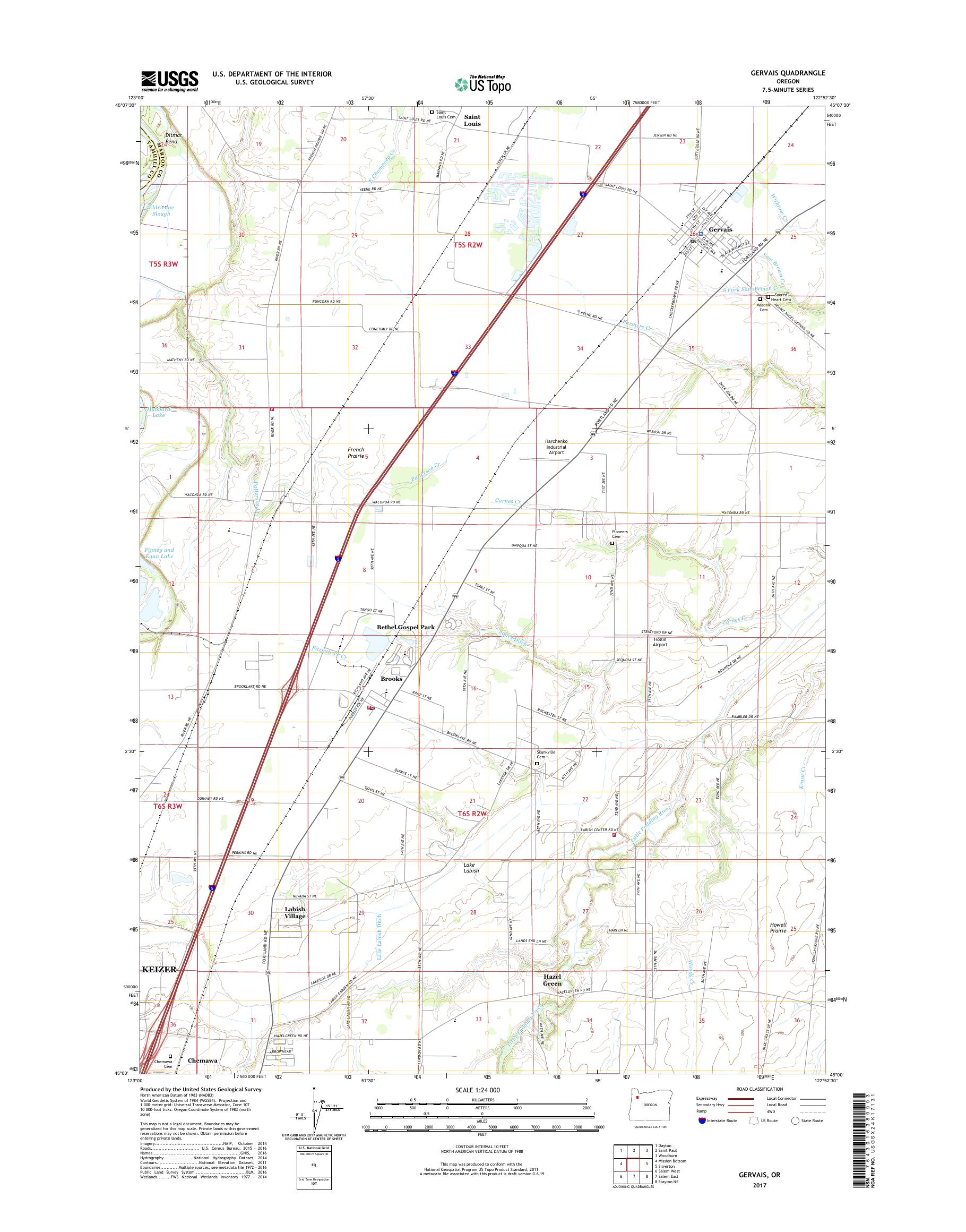 MyTopo Gervais, Oregon USGS Quad Topo Map