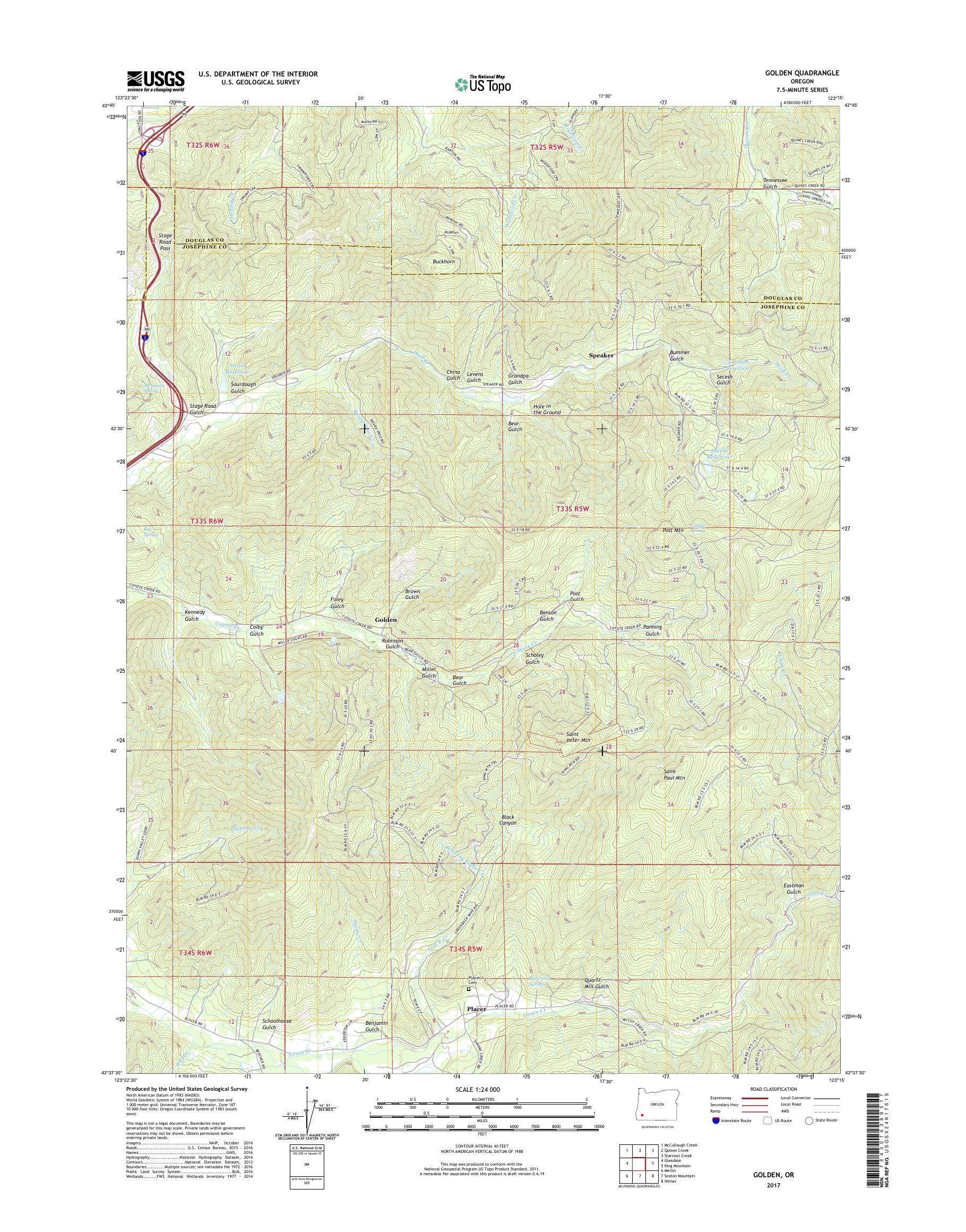 MyTopo Golden, Oregon USGS Quad Topo Map