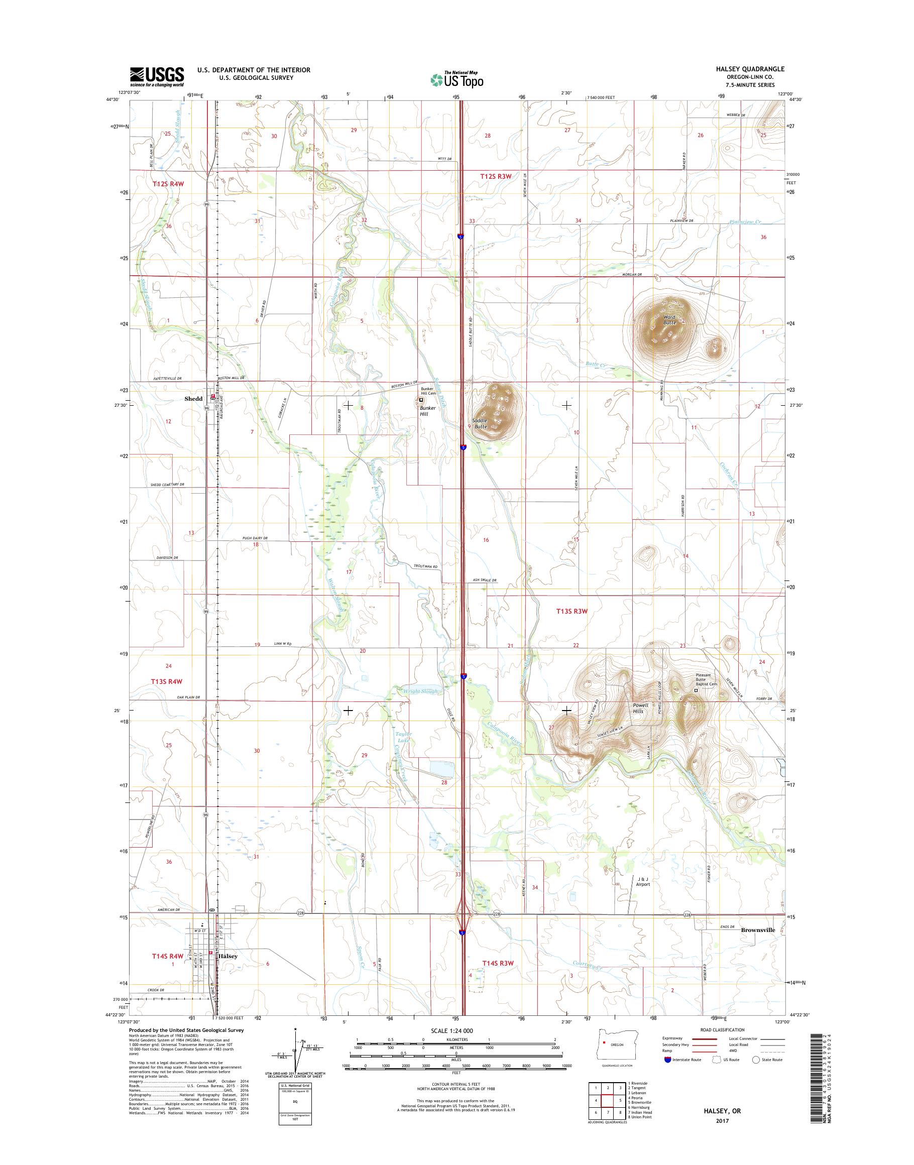 MyTopo Halsey, Oregon USGS Quad Topo Map