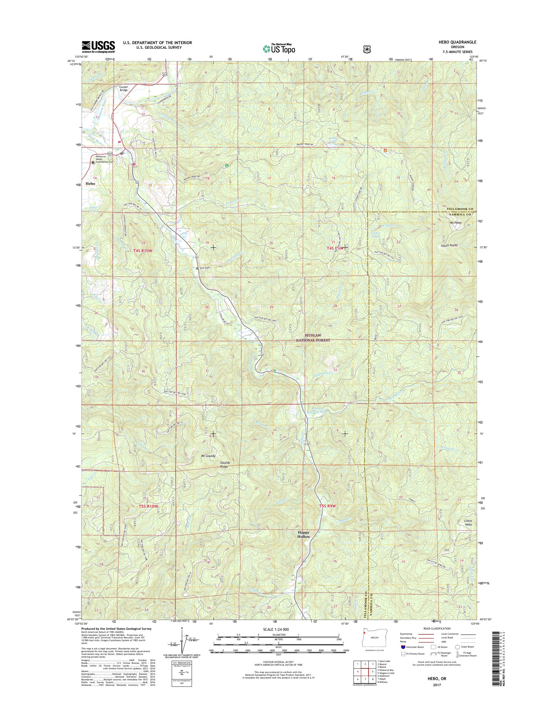 MyTopo Hebo, Oregon USGS Quad Topo Map