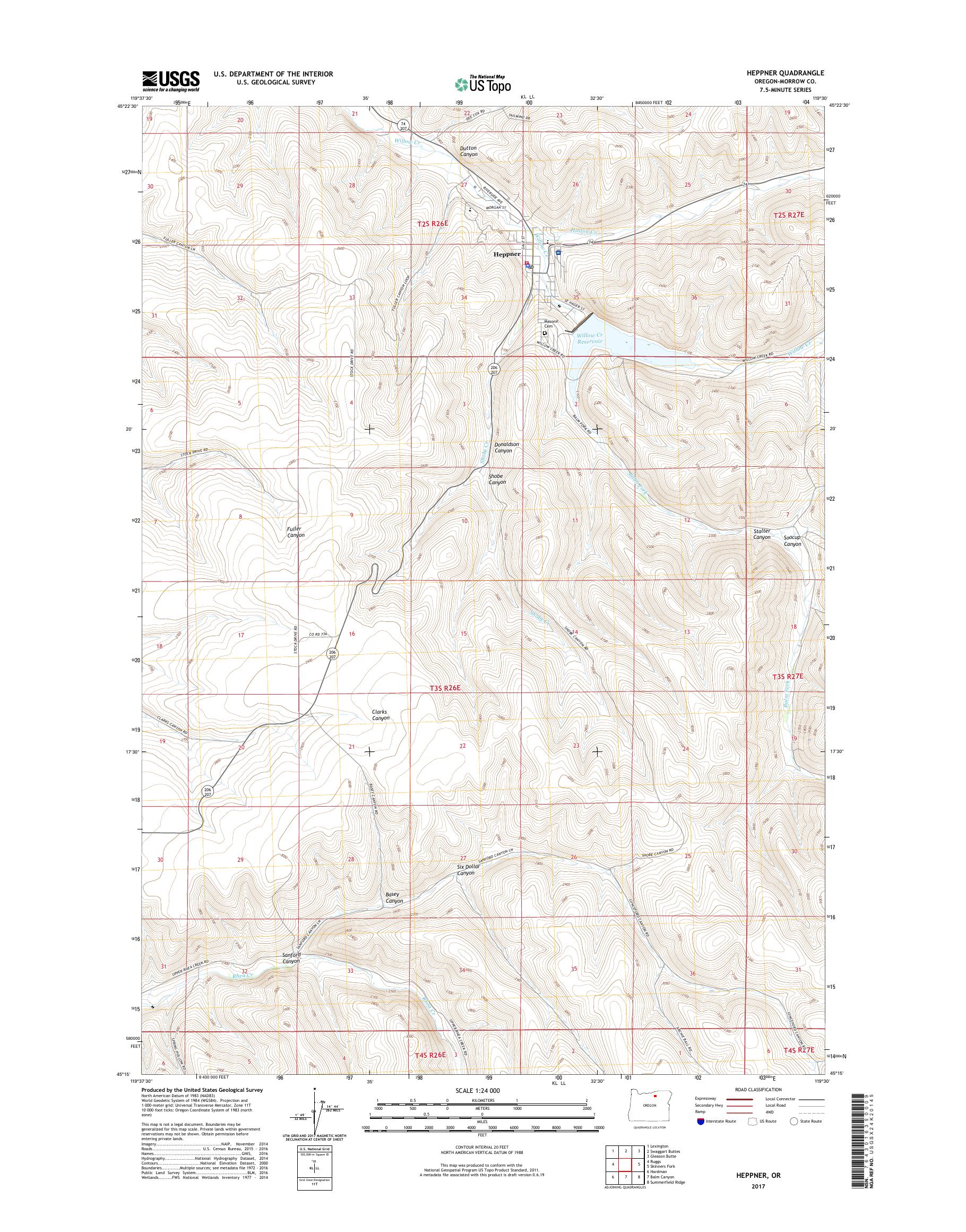 MyTopo Heppner, Oregon USGS Quad Topo Map