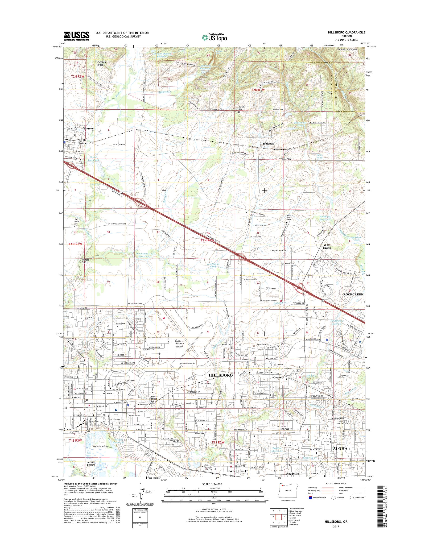 MyTopo Hillsboro, Oregon USGS Quad Topo Map