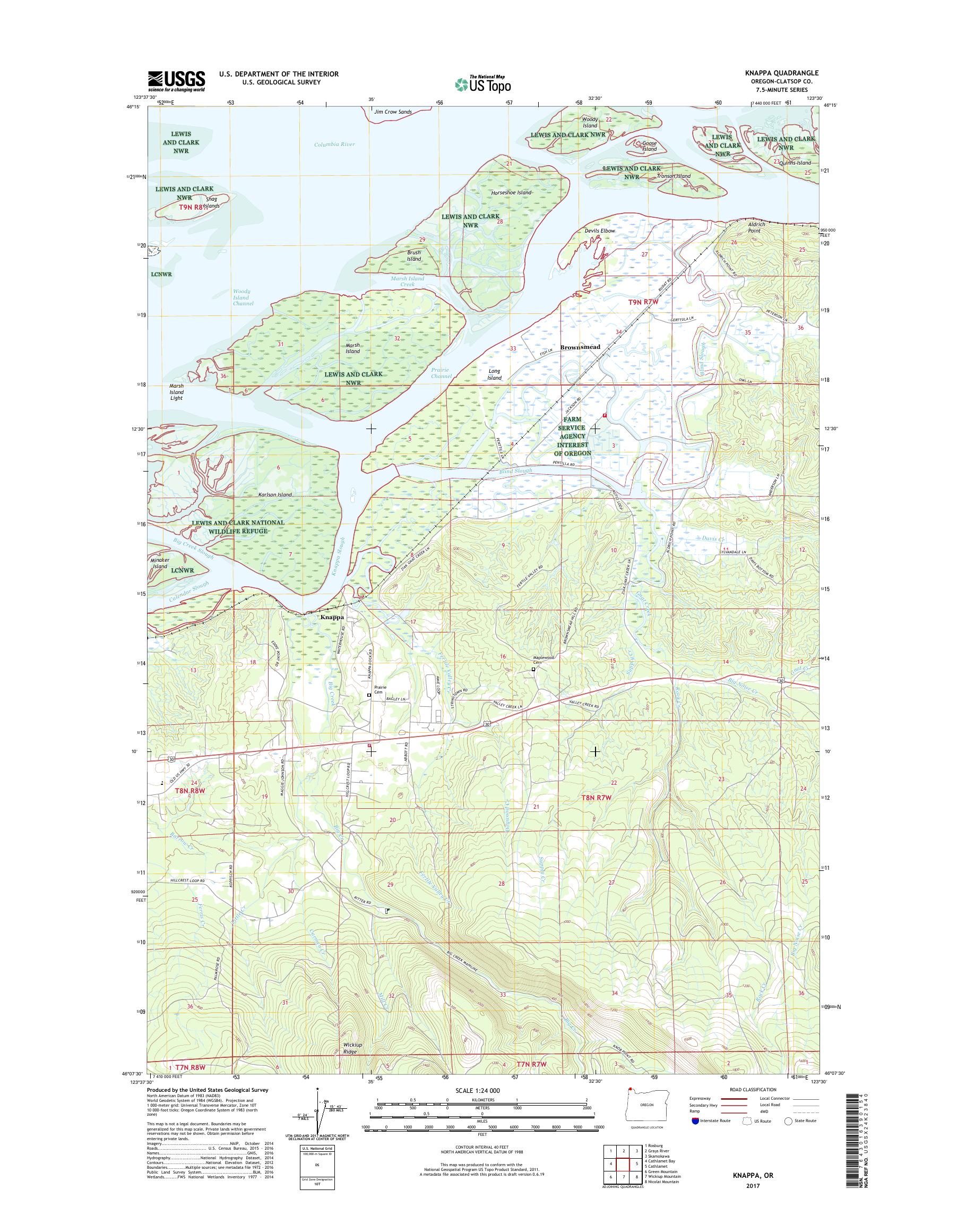 MyTopo Knappa, Oregon USGS Quad Topo Map