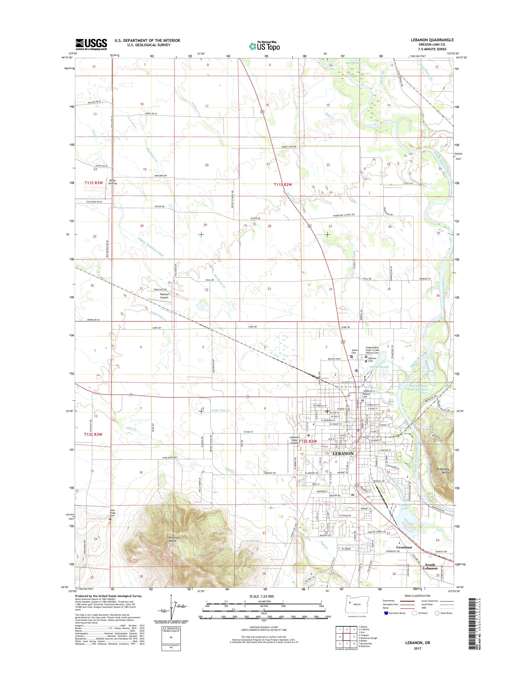 MyTopo Lebanon, Oregon USGS Quad Topo Map