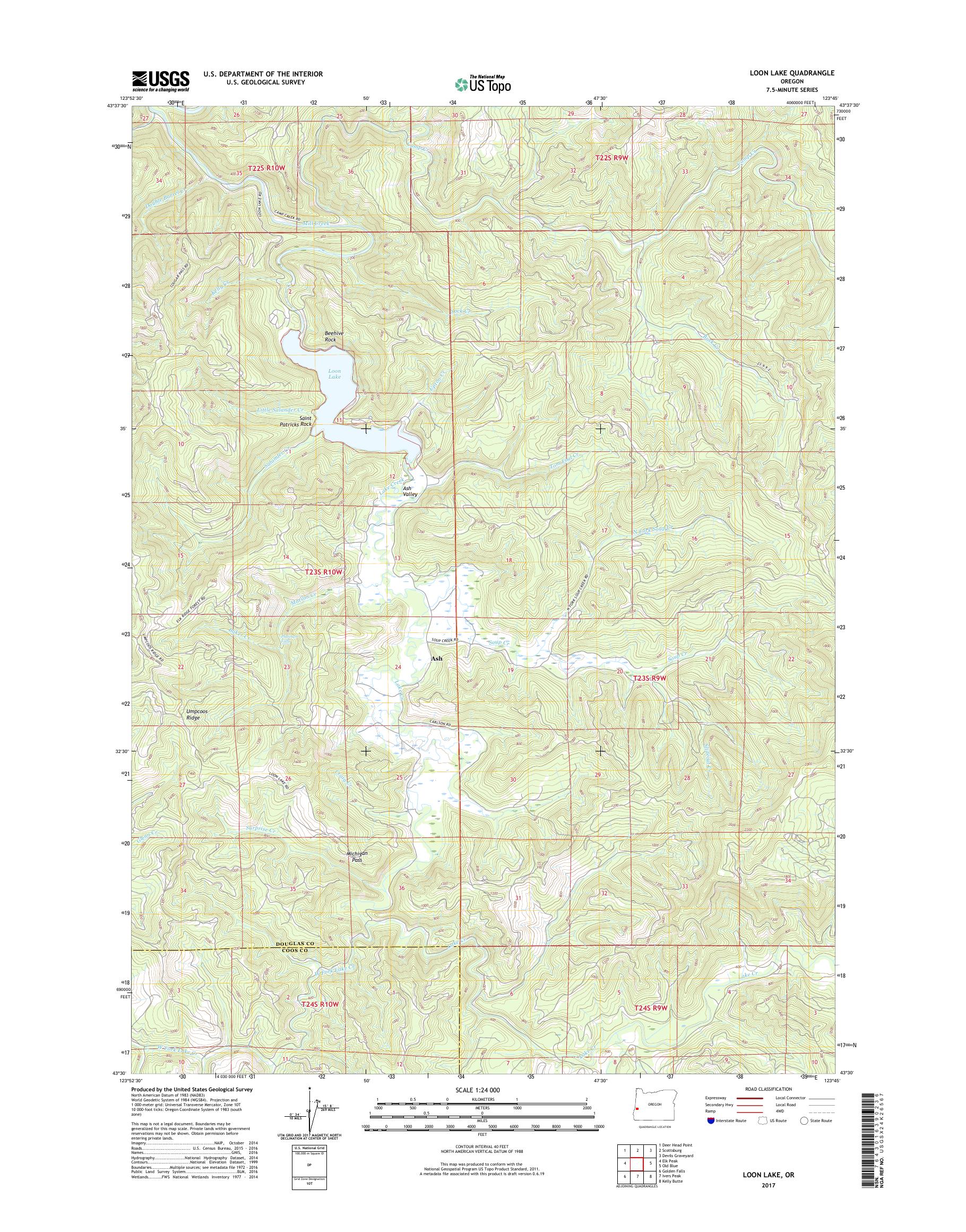 MyTopo Loon Lake, Oregon USGS Quad Topo Map