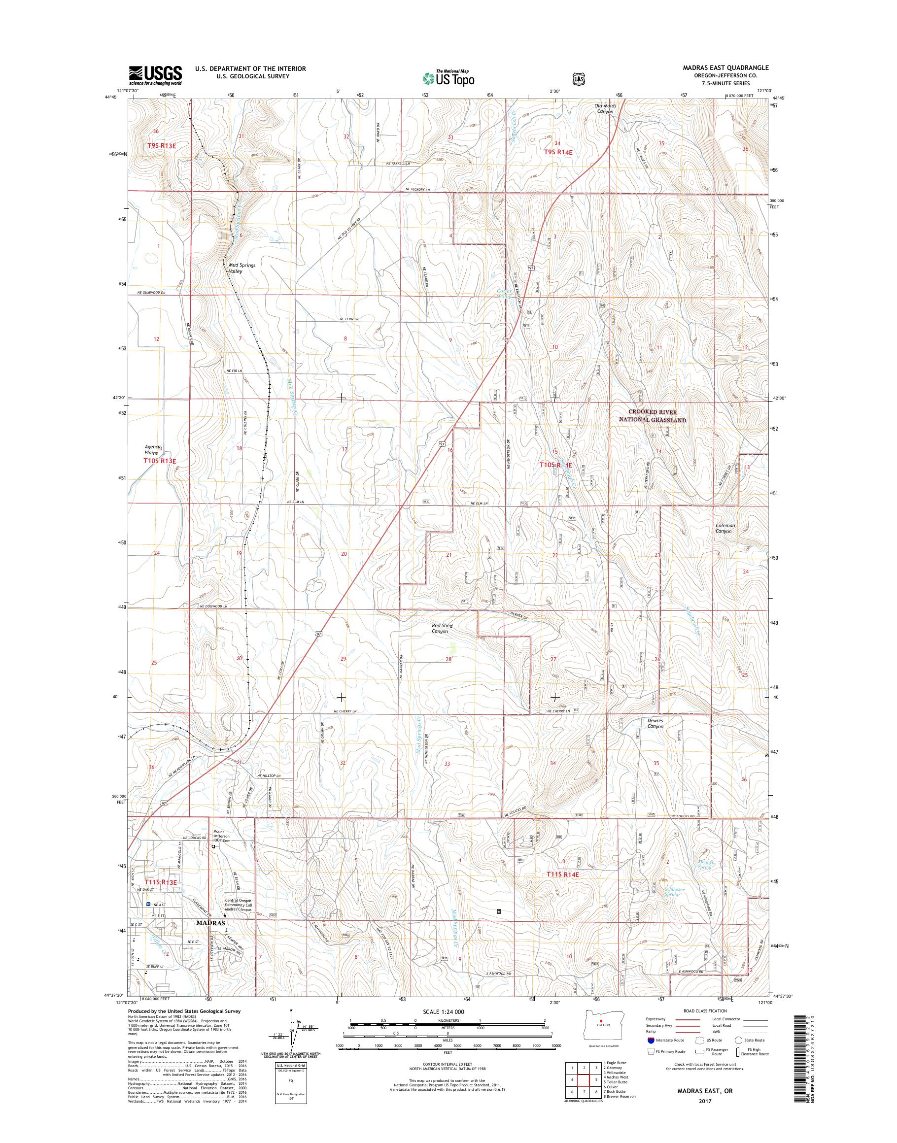 MyTopo Madras East, Oregon USGS Quad Topo Map