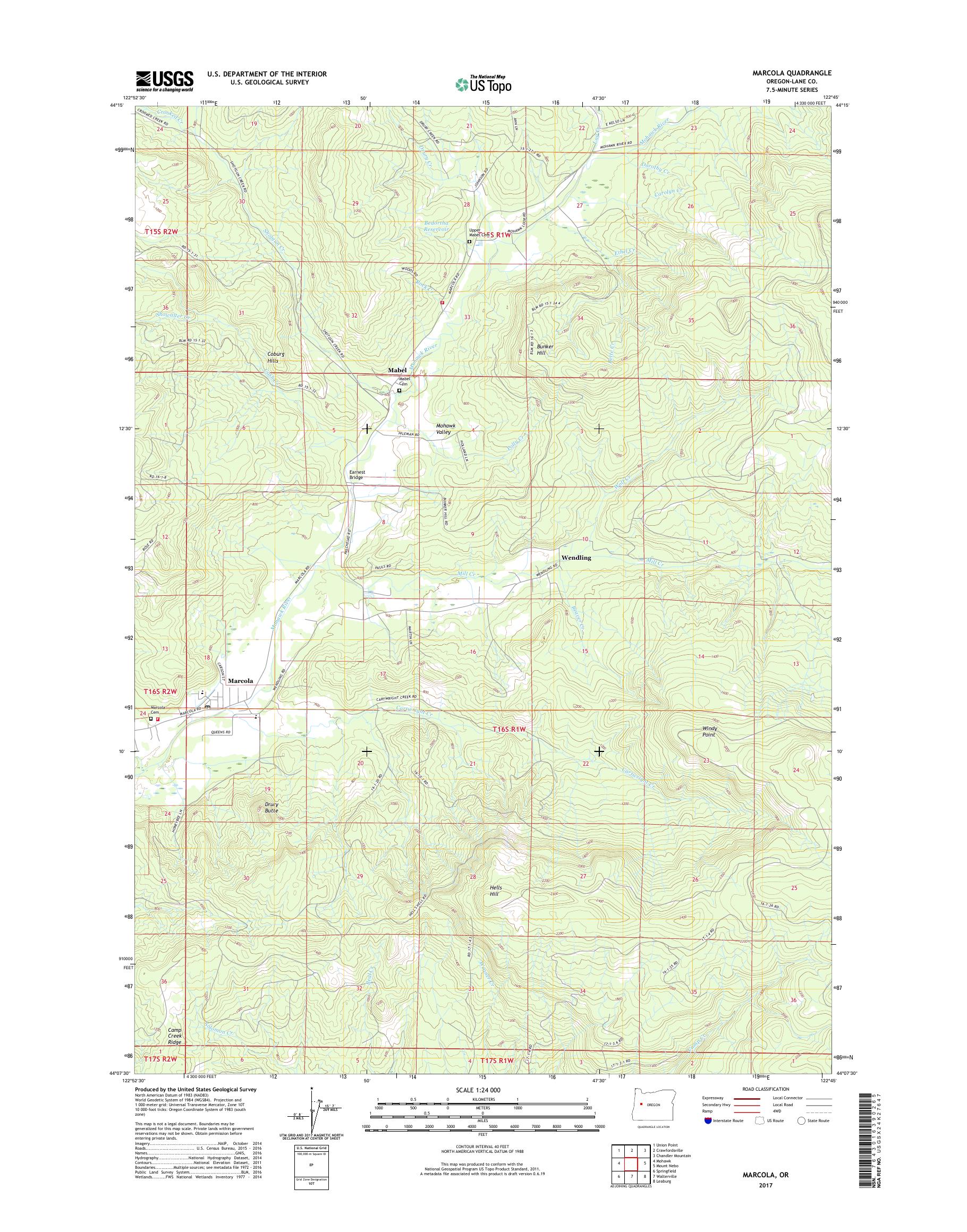 MyTopo Marcola, Oregon USGS Quad Topo Map