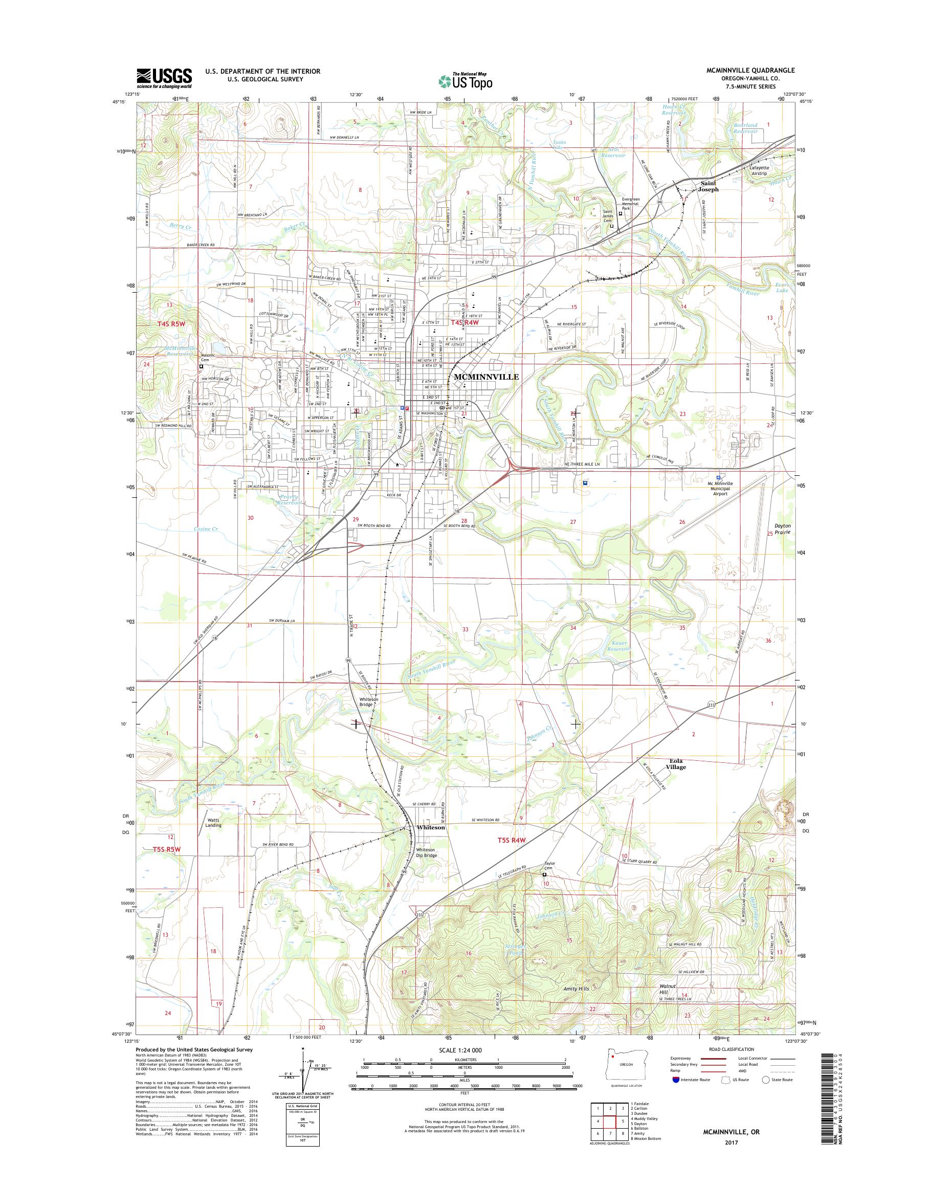 MyTopo McMinnville, Oregon USGS Quad Topo Map